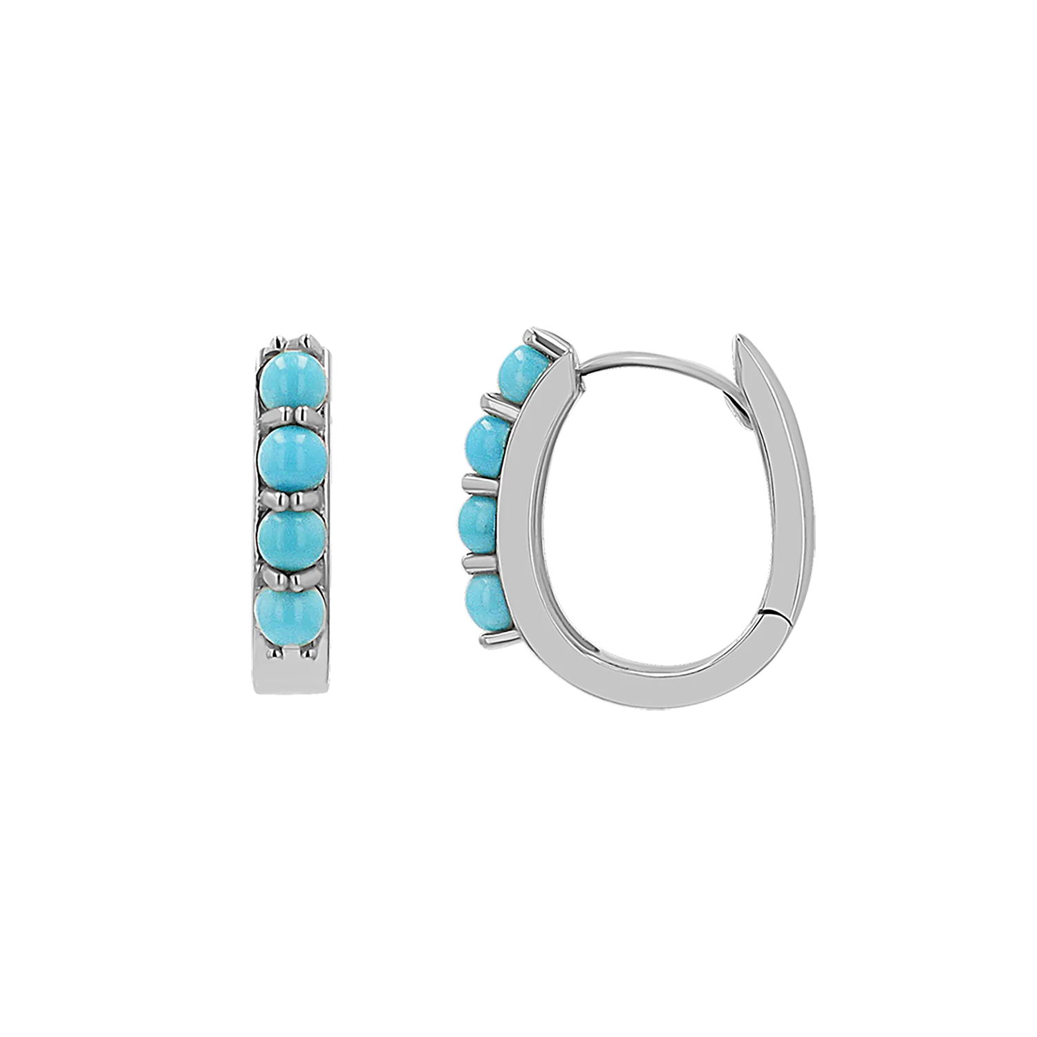 Genuine Turquoise Paper Clip Huggie Hoops - Image 2