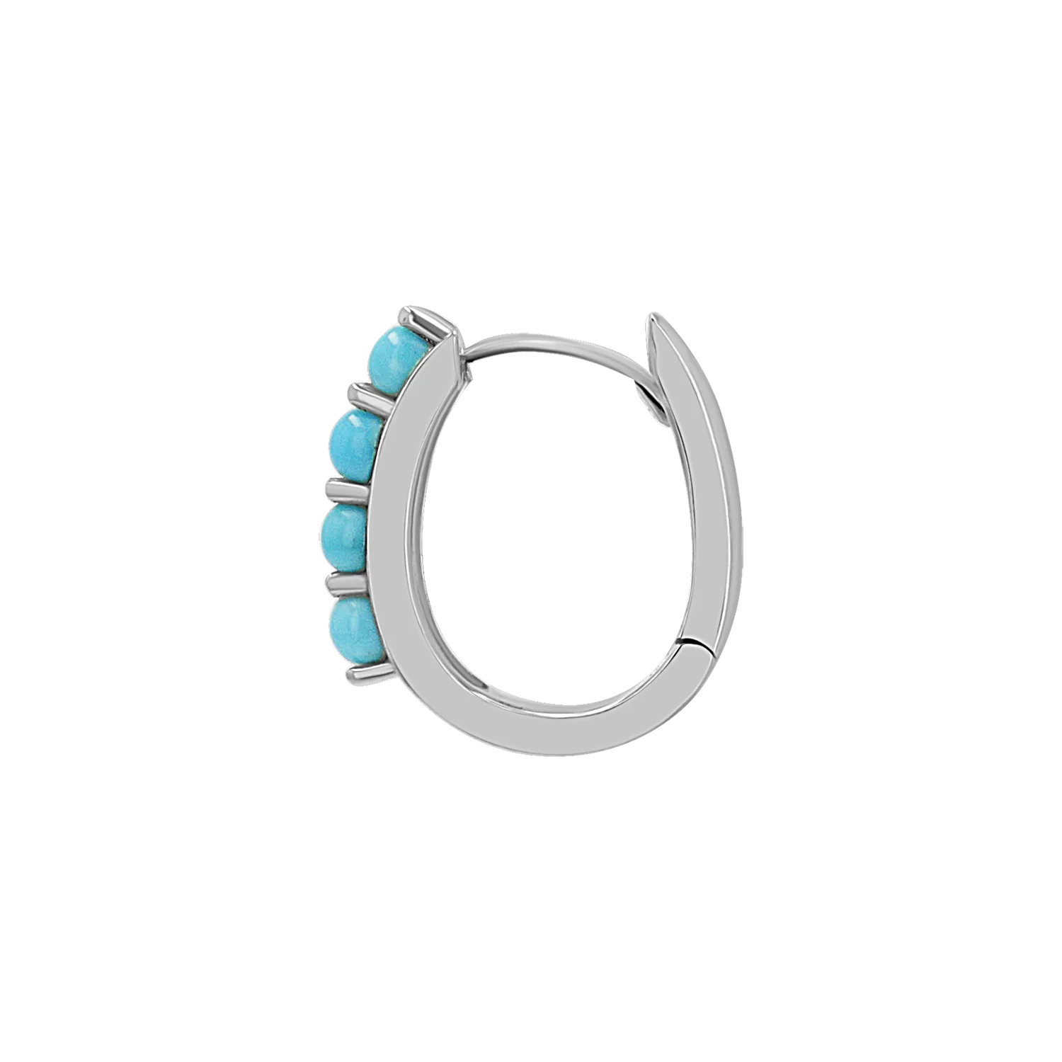 Genuine Turquoise Paper Clip Huggie Hoops - Image 5