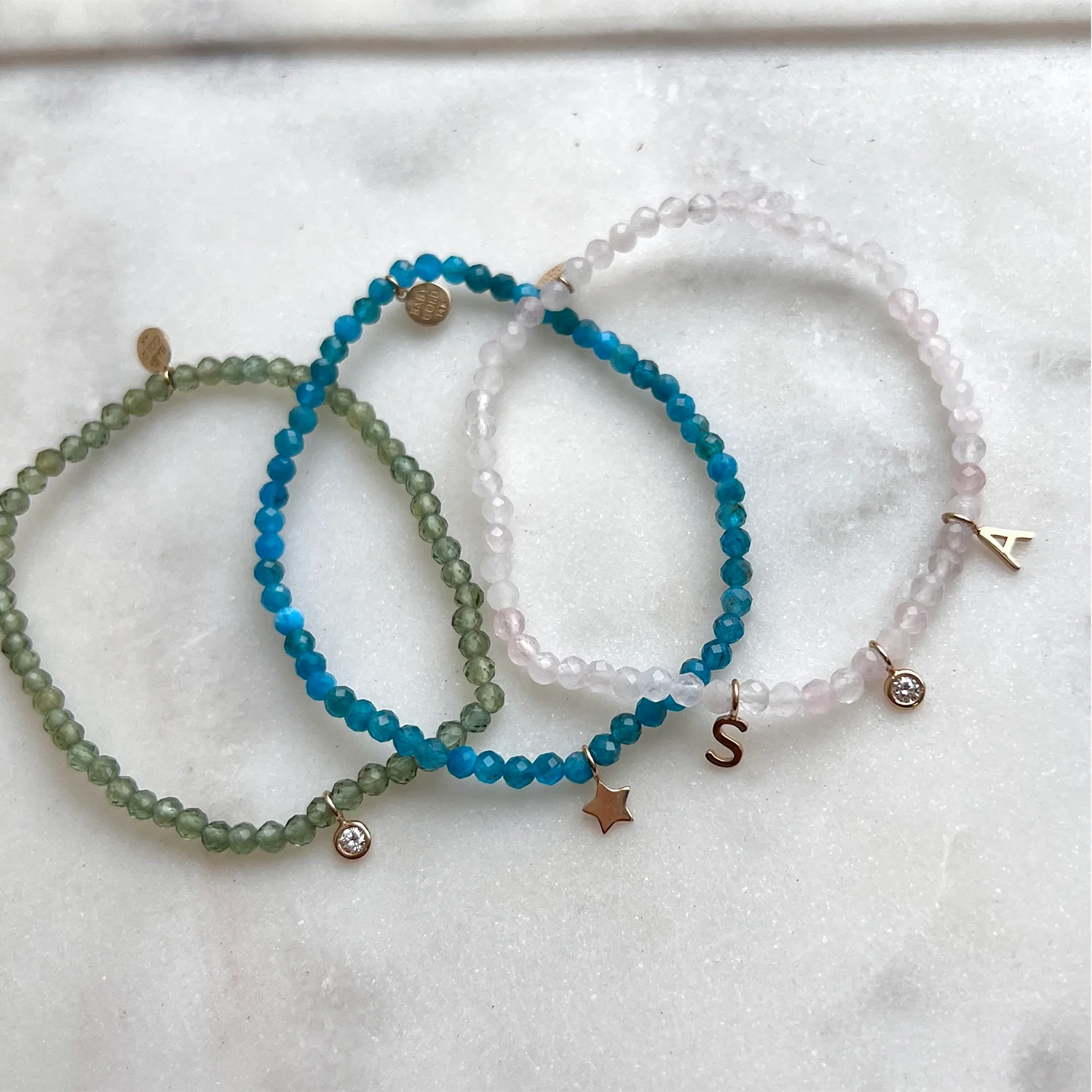 Green Gemstone & Custom Charm Bracelet - Image 2