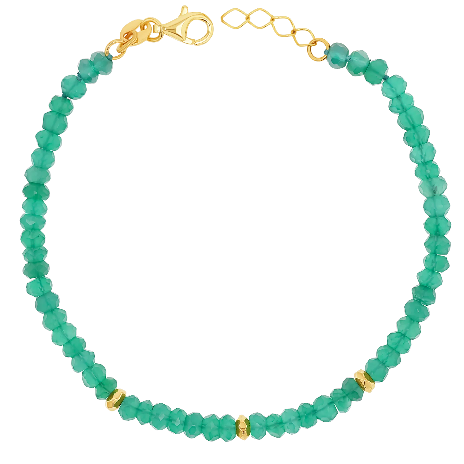 Green Onyx Gold Bead Bracelet