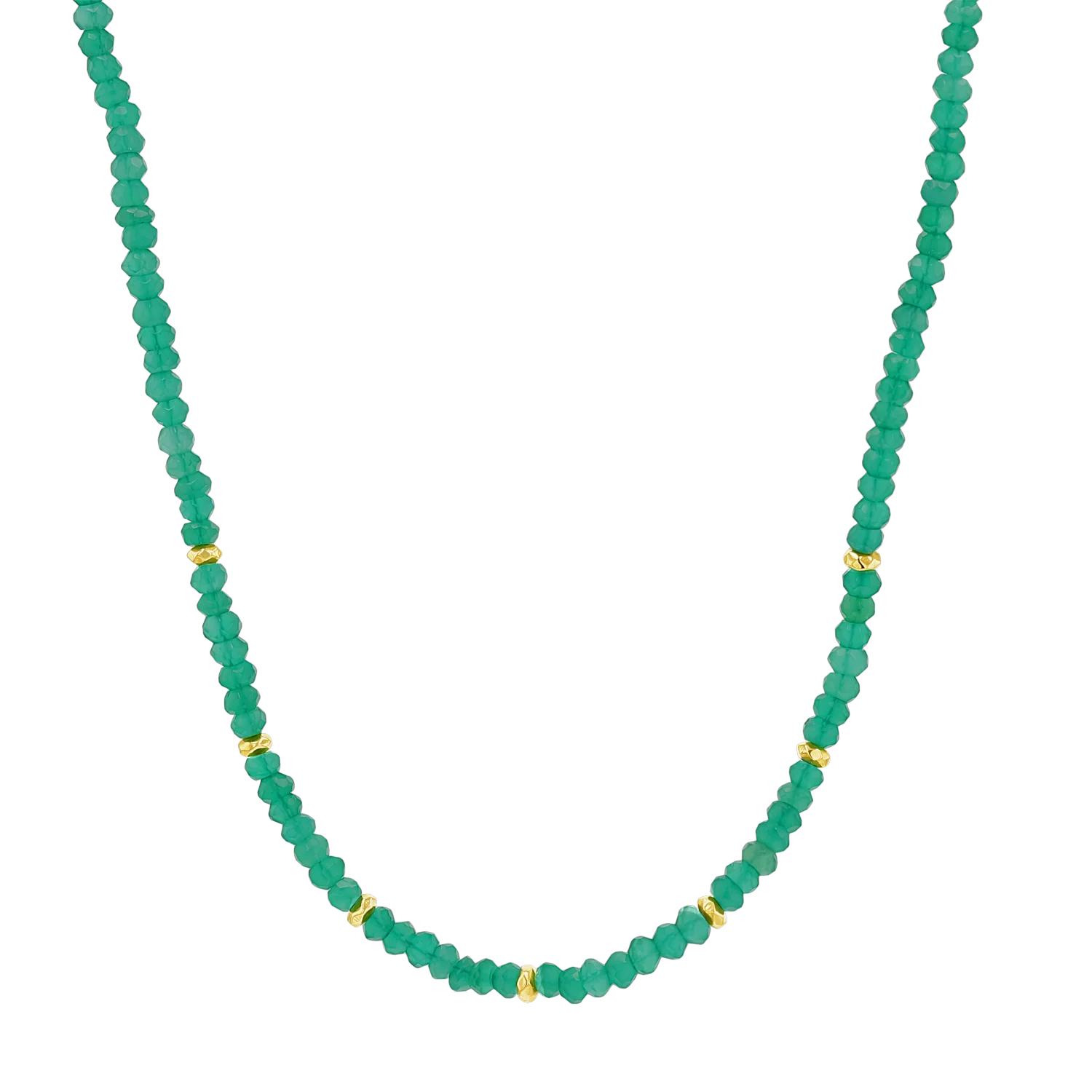 Green Onyx Gold Bead Necklace