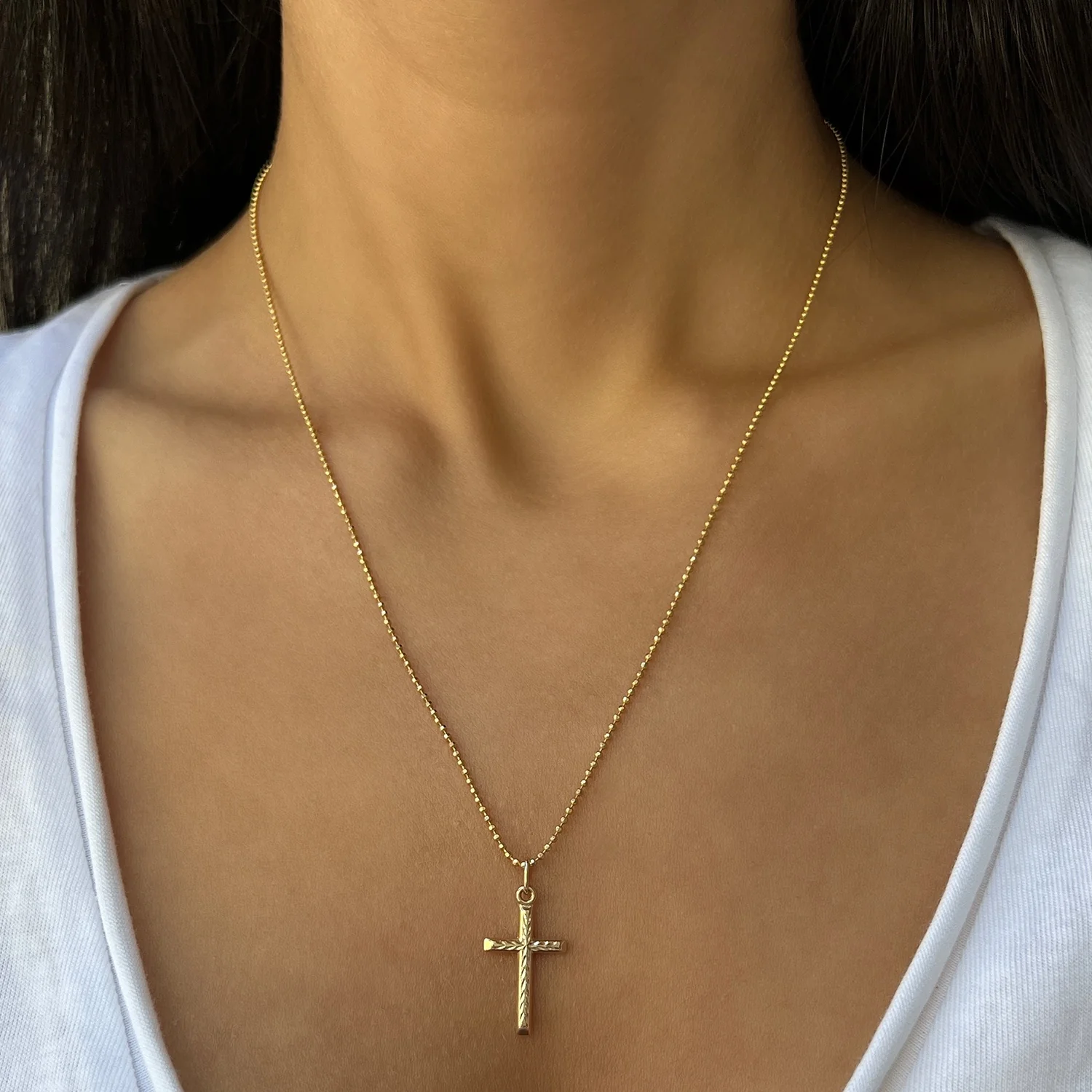 Herringbone Cross Charm - Image 2
