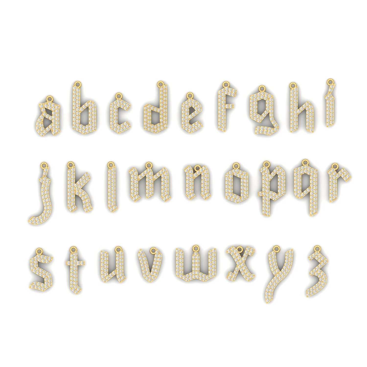 Kids Diamond Gothic Old English Charm - Image 4