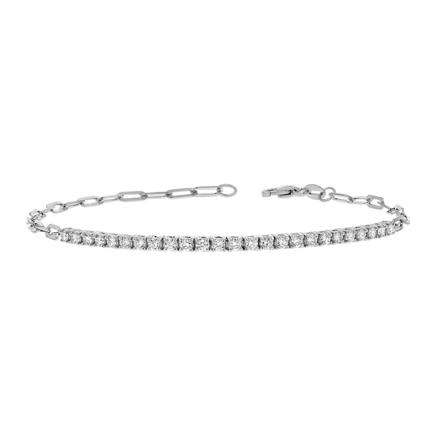 Kids Diamond Tennis Bracelet Paper Clip Link - Image 2