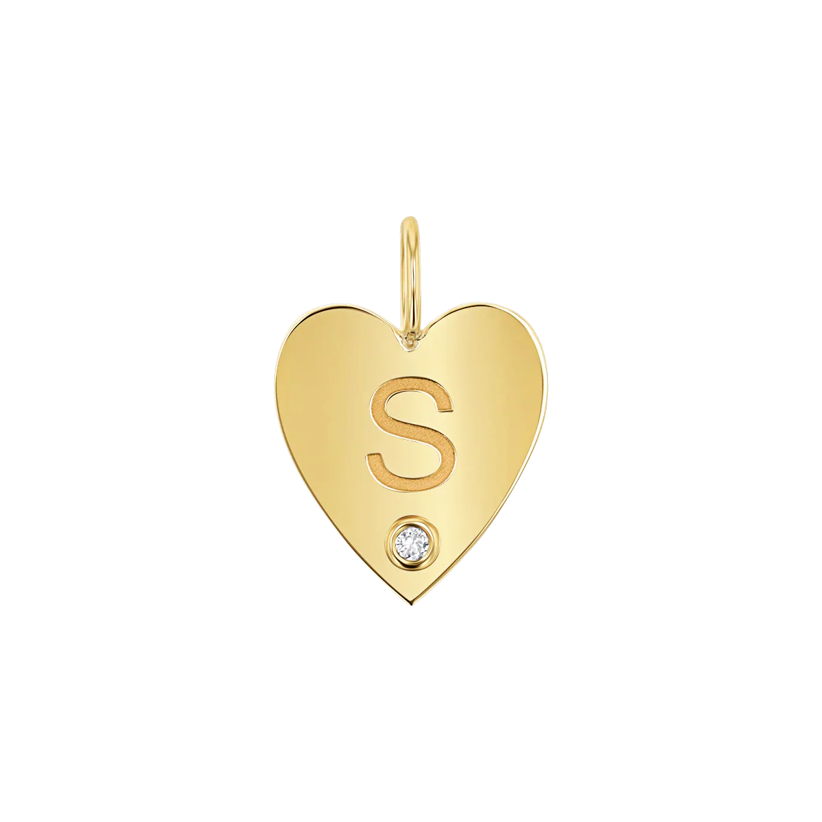 Kids Engravable Diamond Initial Heart Charm