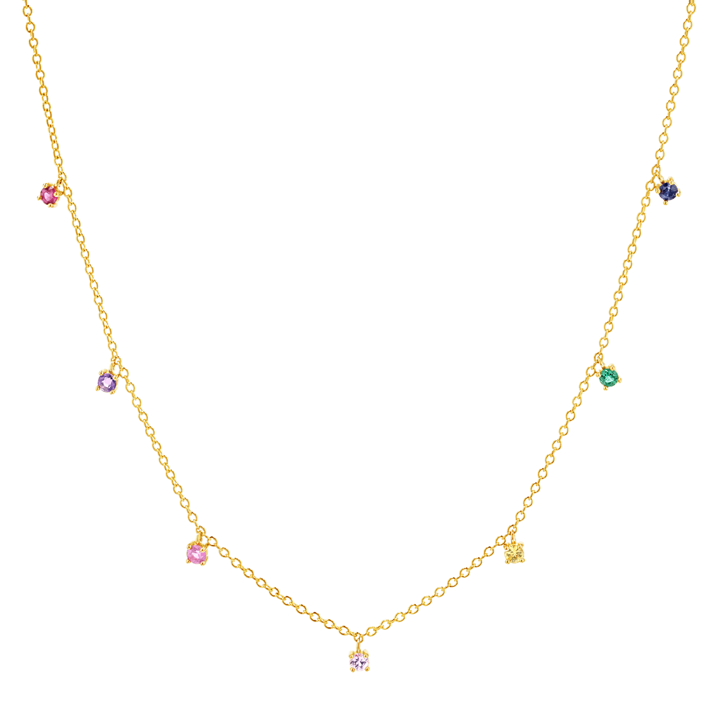 Kids Rainbow Gemstone Drop Necklace