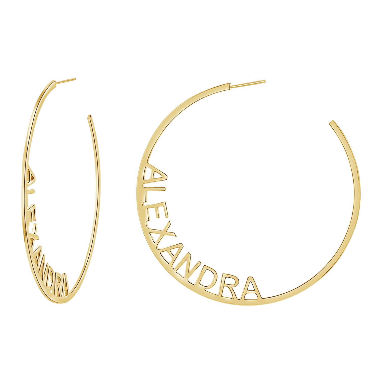 Large Custom Block Name Hoop Earrings