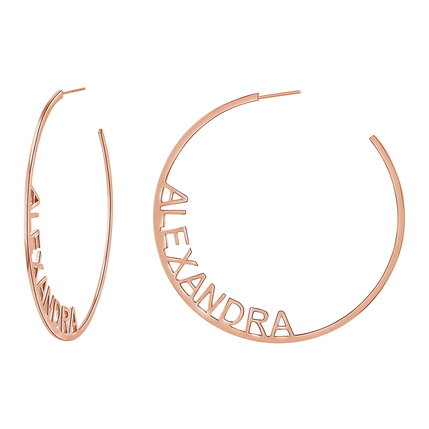 Large Custom Block Name Hoop Earrings - Image 3