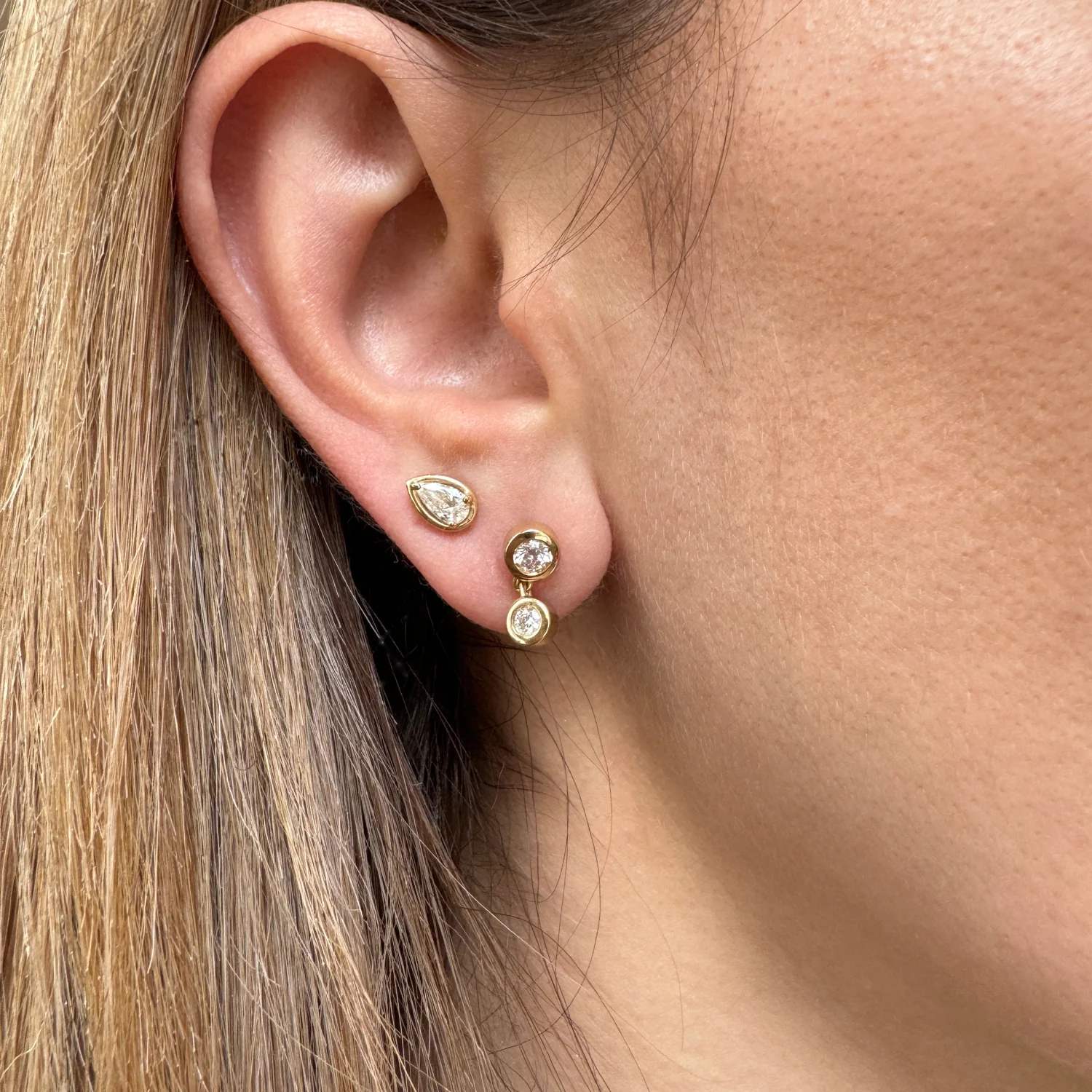 Linked Diamond Duo Studs - Image 4