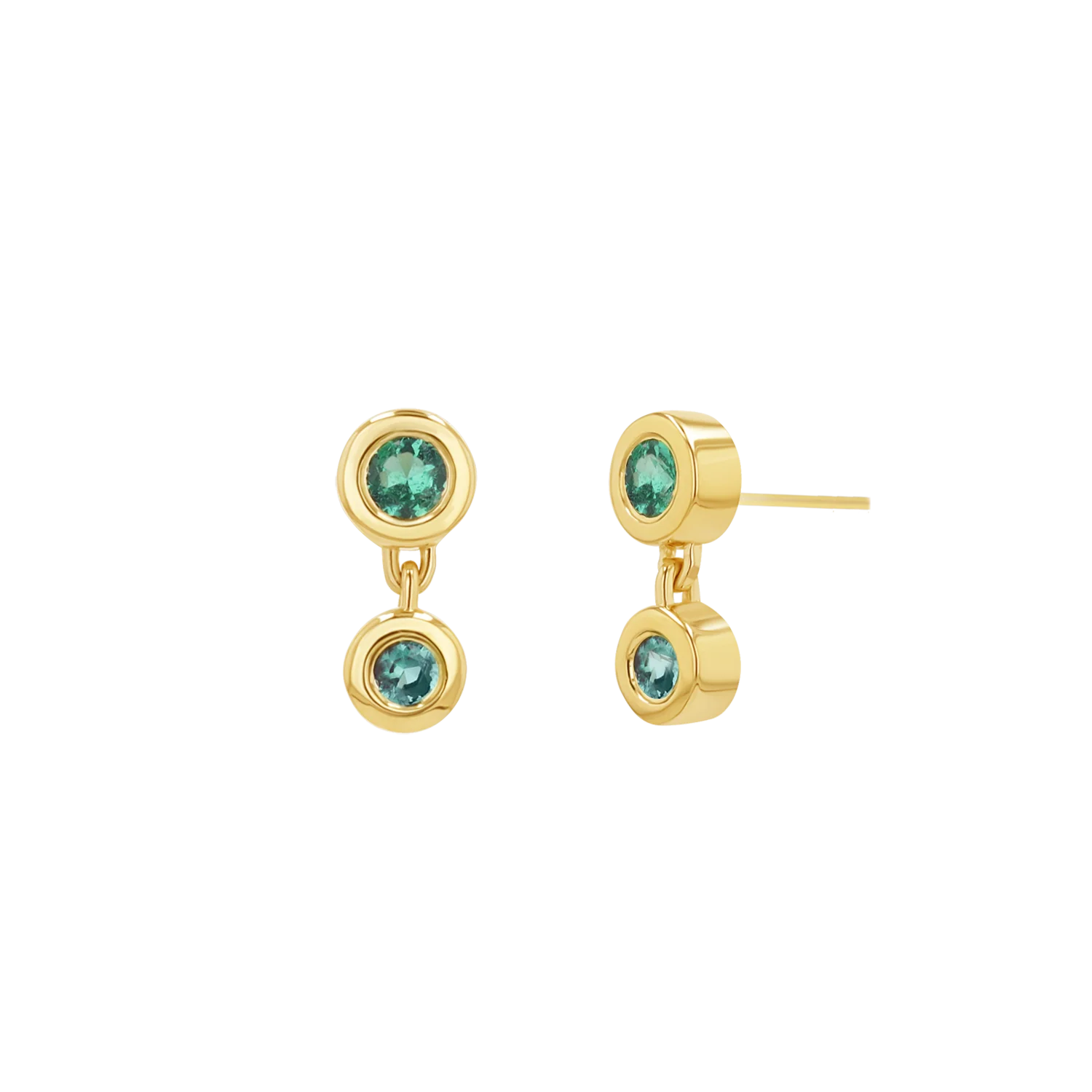 Linked Emerald Duo Studs