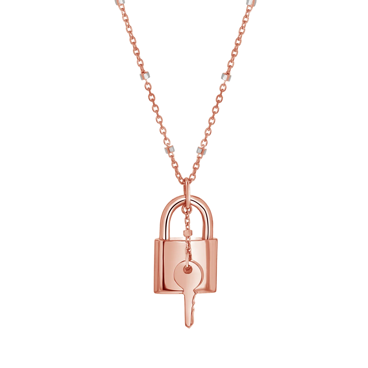 Love Padlock and Key Sparkle Chain Necklace - Image 3