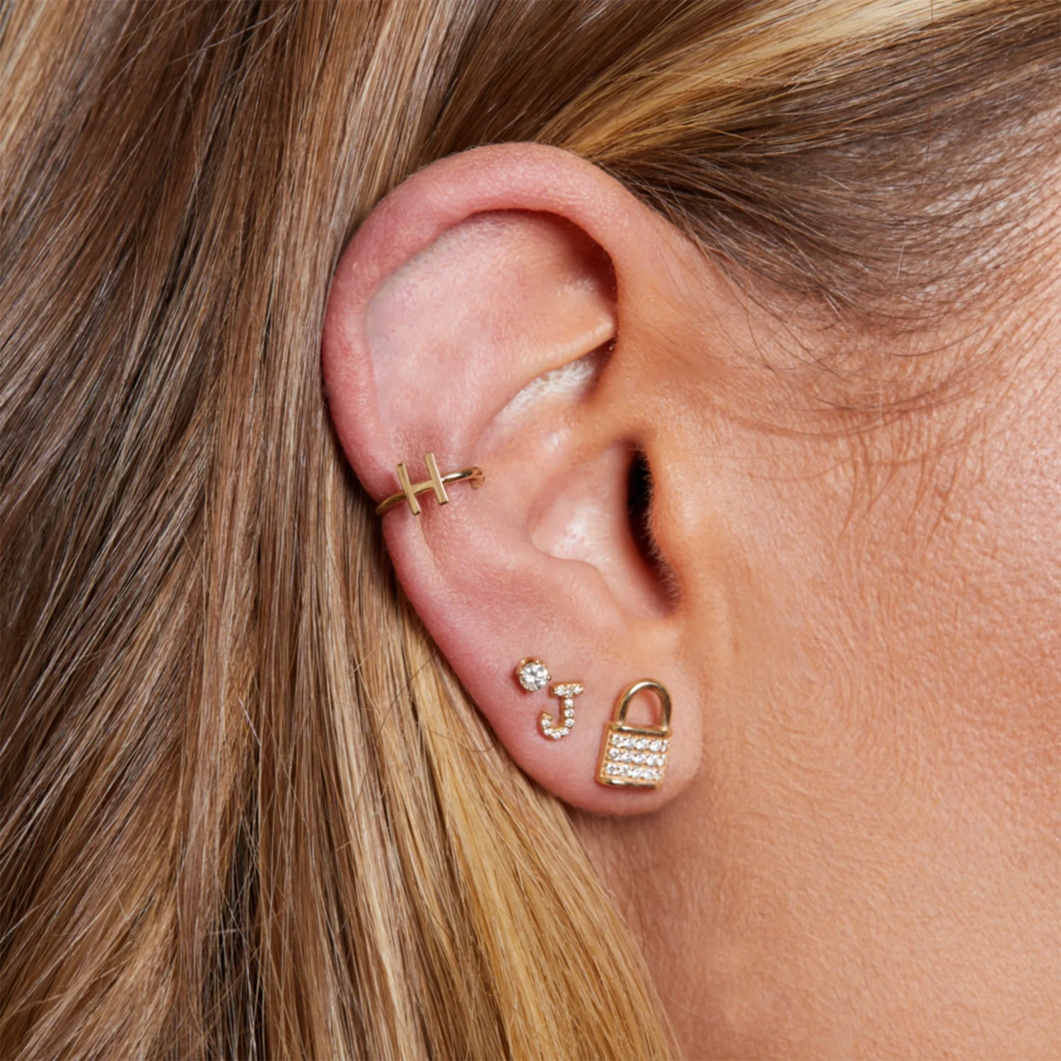 Love Padlock Diamond Pave Stud Earrings - Image 9