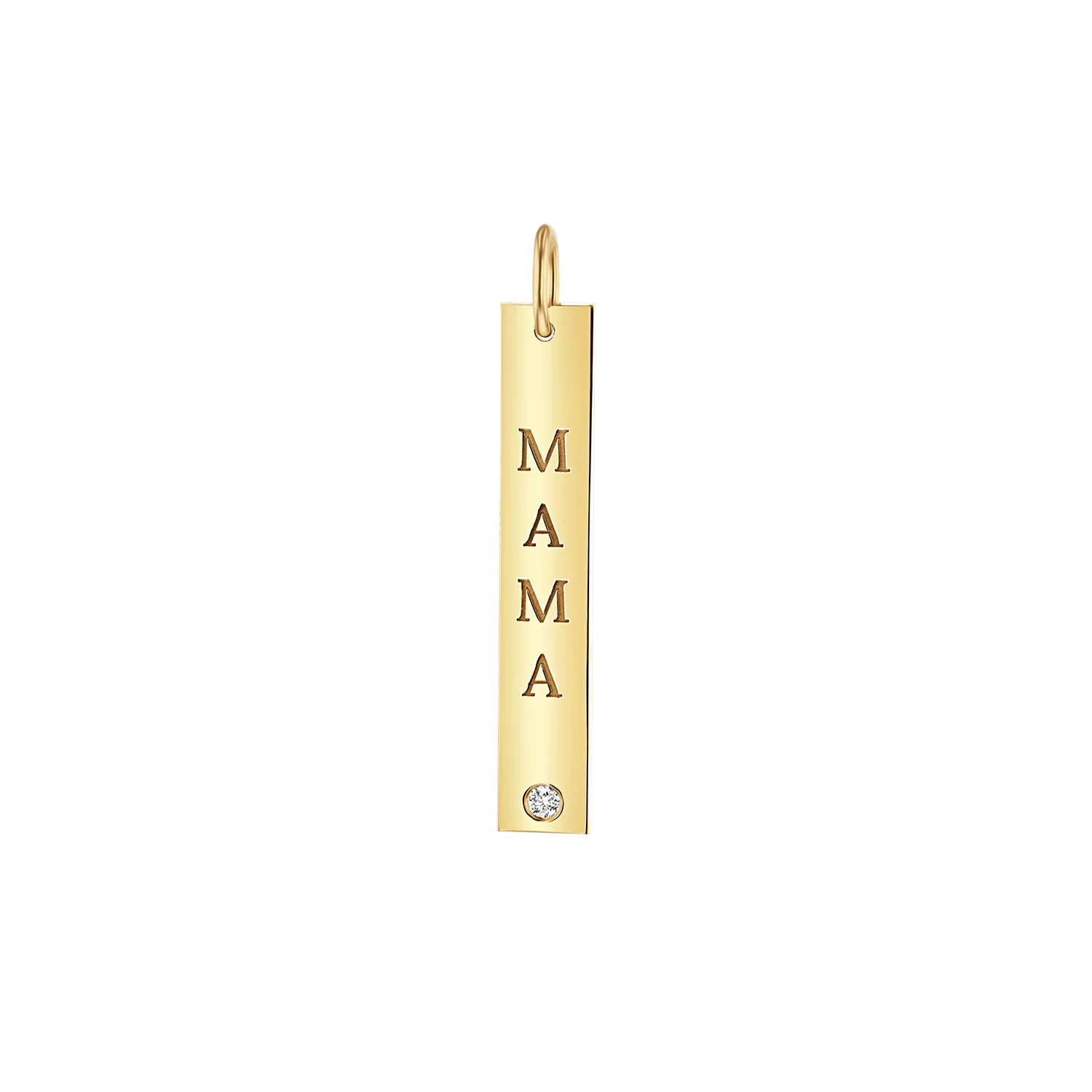 Mama Vertical Tag Charm With Diamond