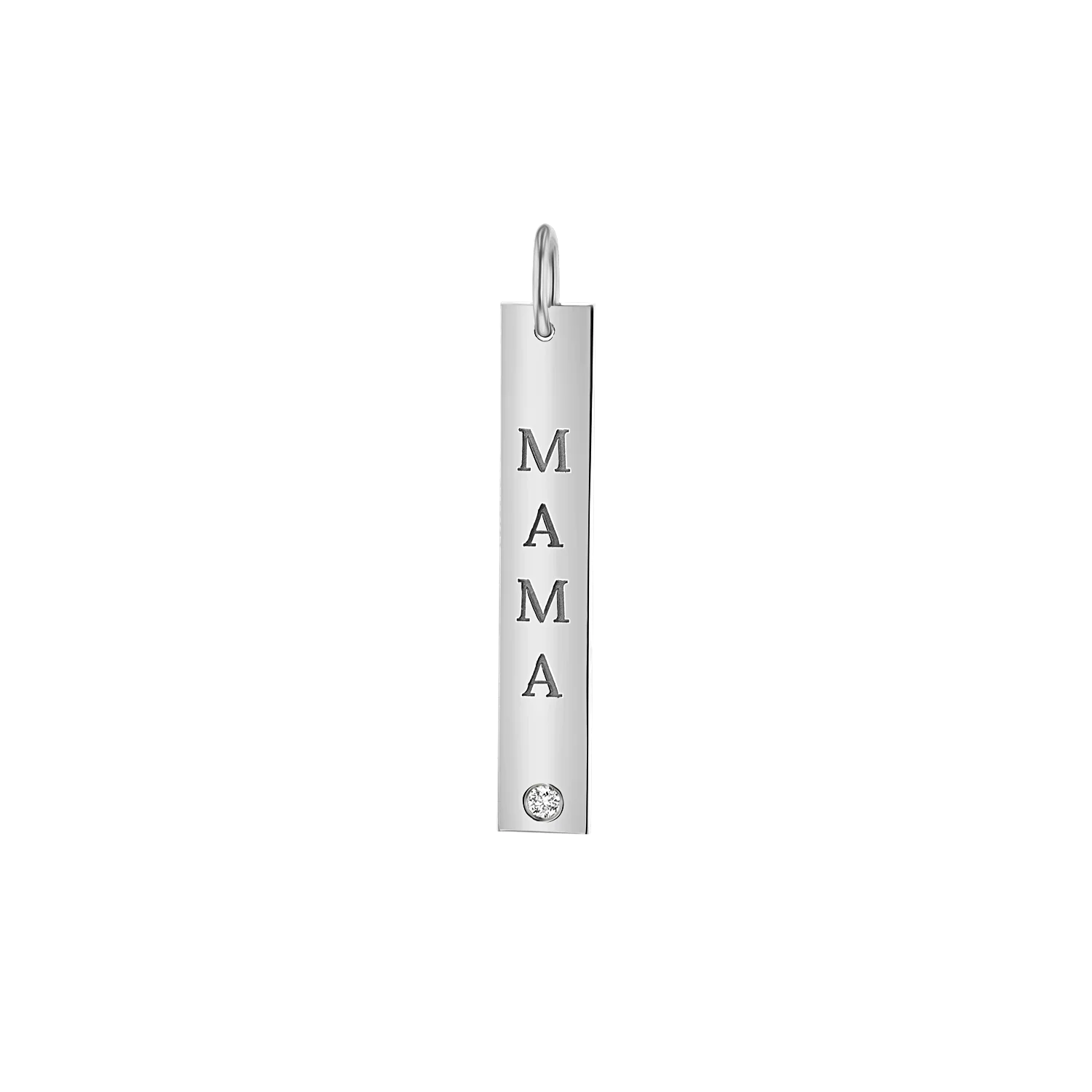 Mama Vertical Tag Charm With Diamond - Image 2