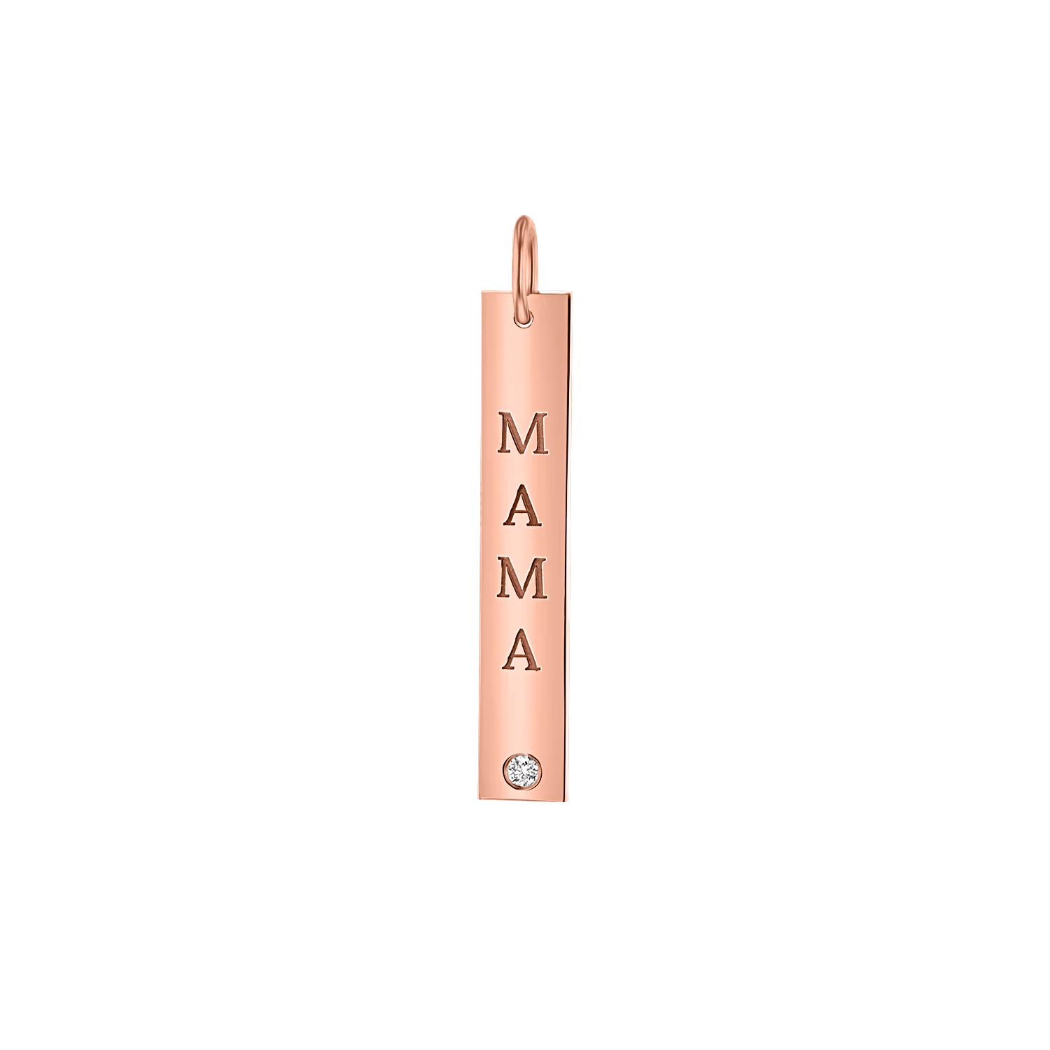 Mama Vertical Tag Charm With Diamond - Image 3