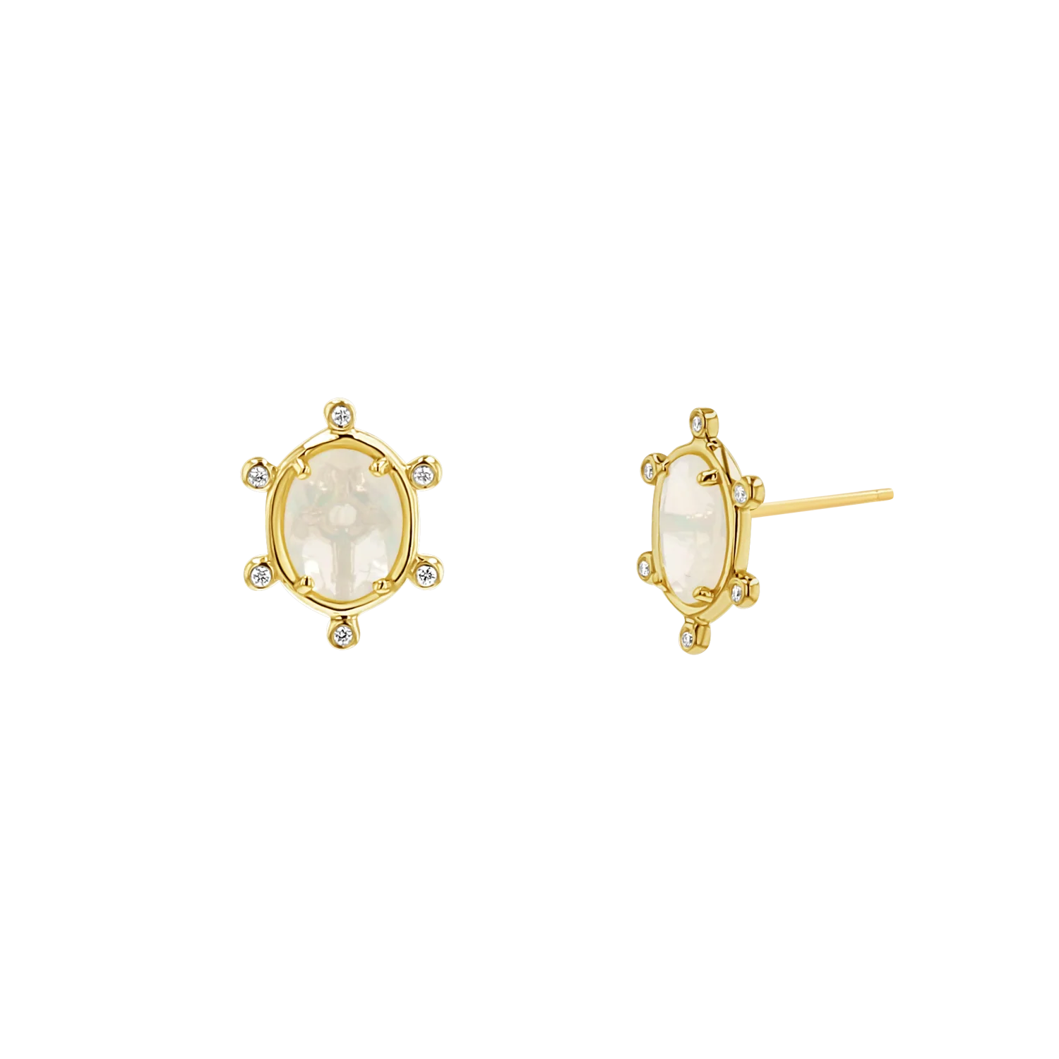 Opal and Diamond Halo Studs