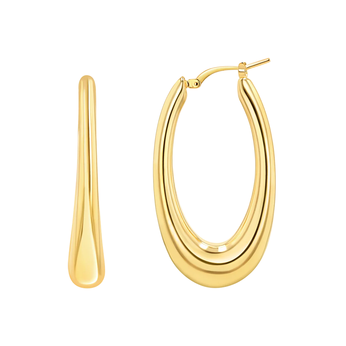 Oval Curved Hoop Earrings