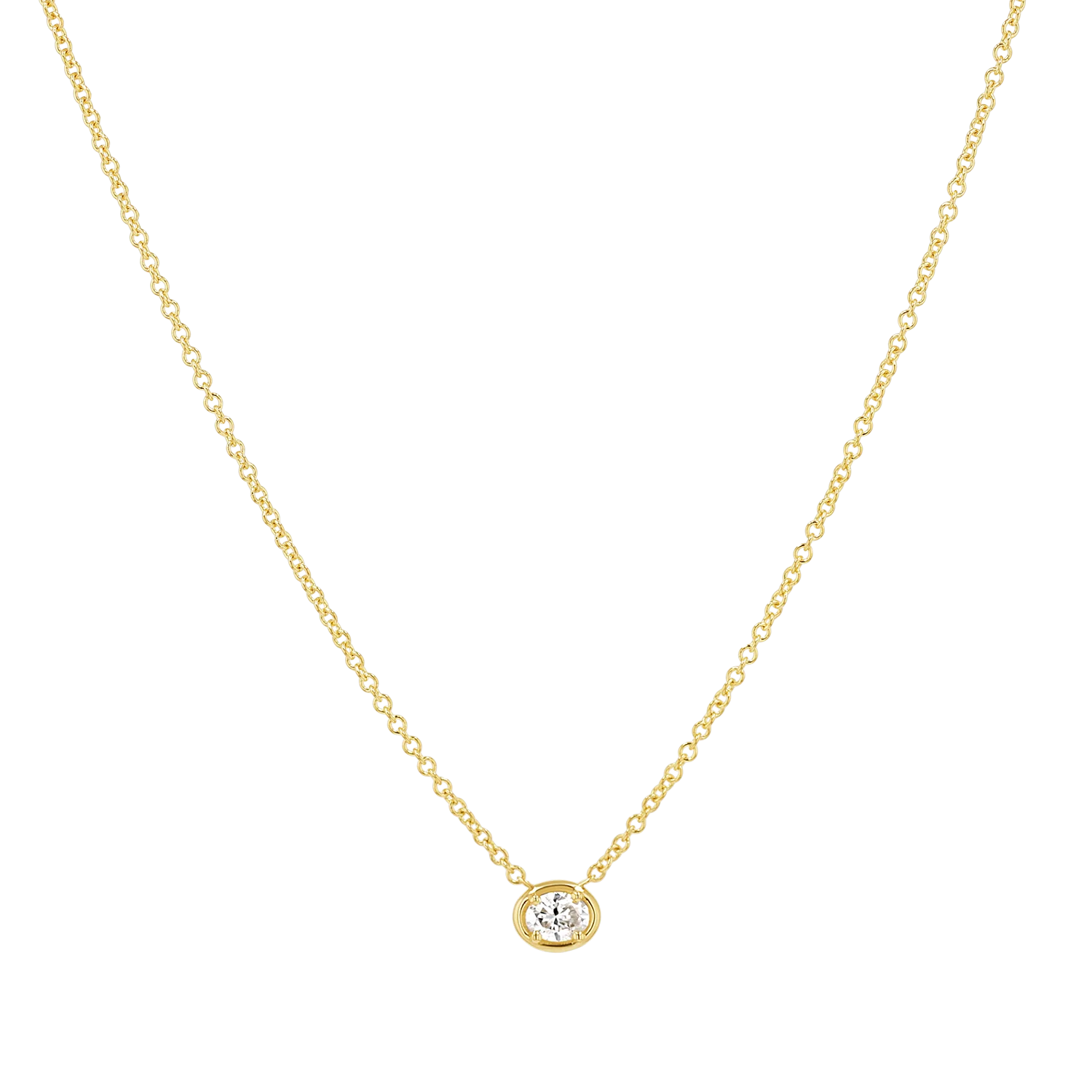 Oval Diamond Solitaire Necklace