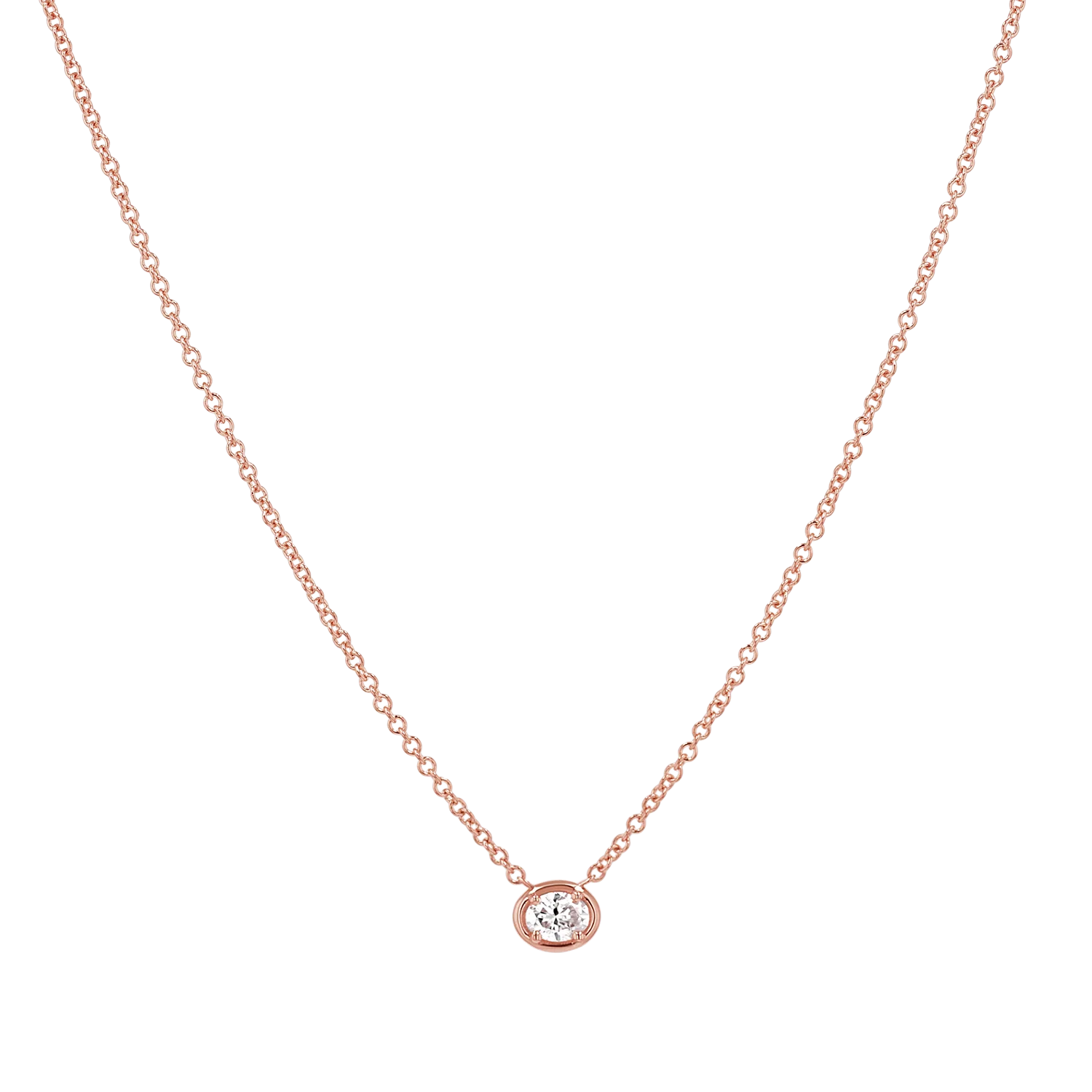 Oval Diamond Solitaire Necklace - Image 3