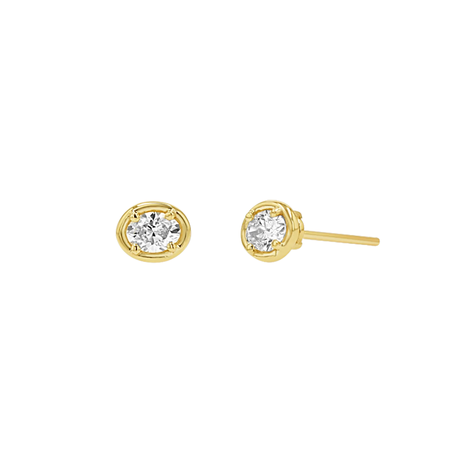 Oval Diamond Stud Earrings