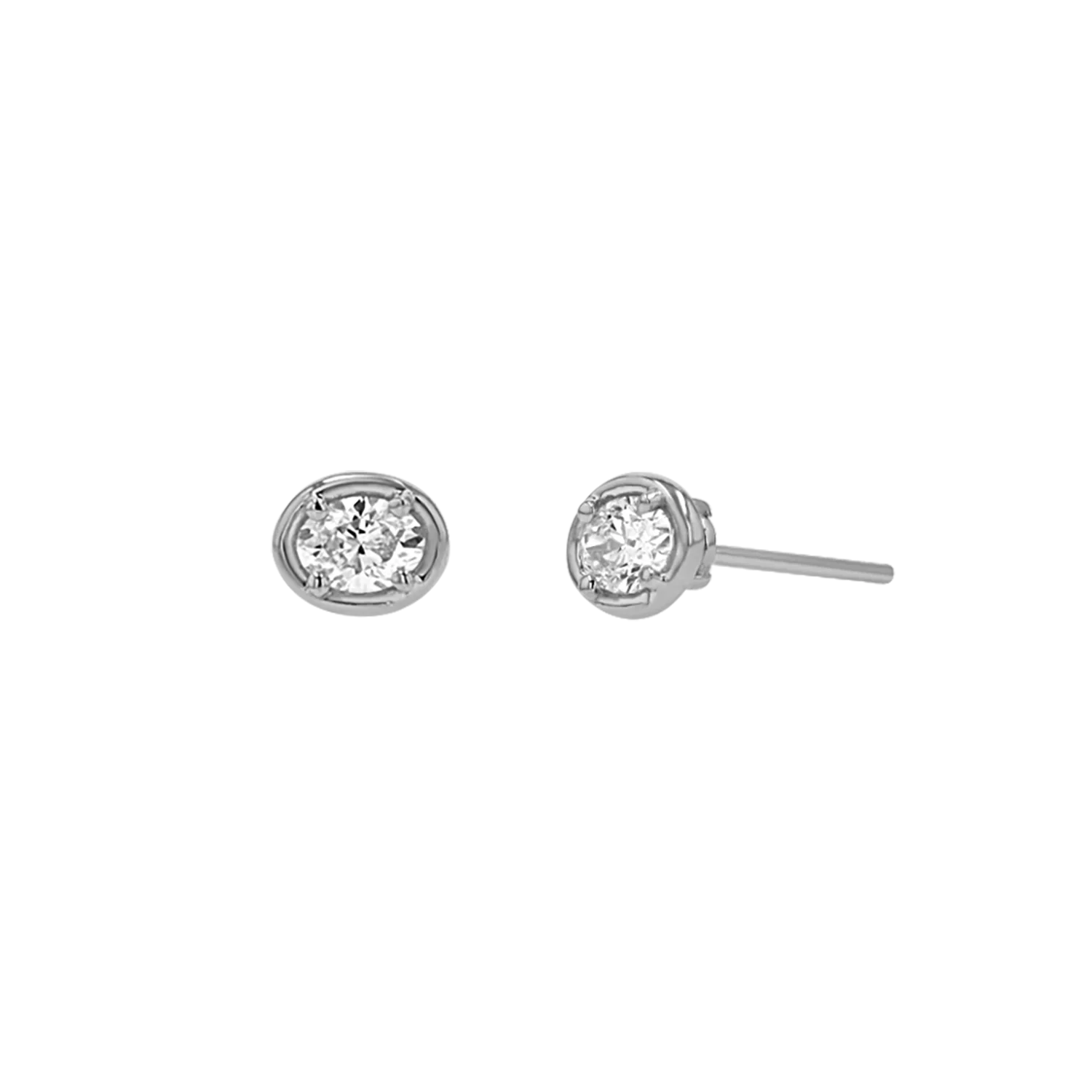 Oval Diamond Stud Earrings - Image 2