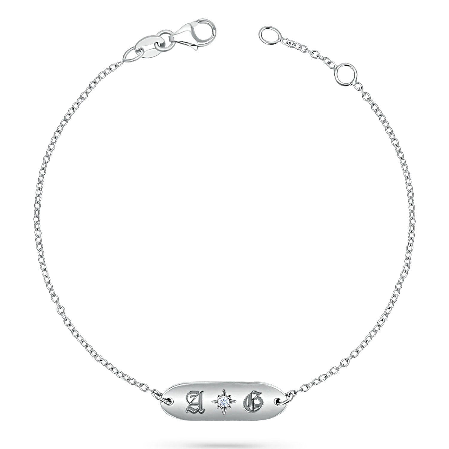 Oval Starset Diamond Initial Bracelet - Image 2