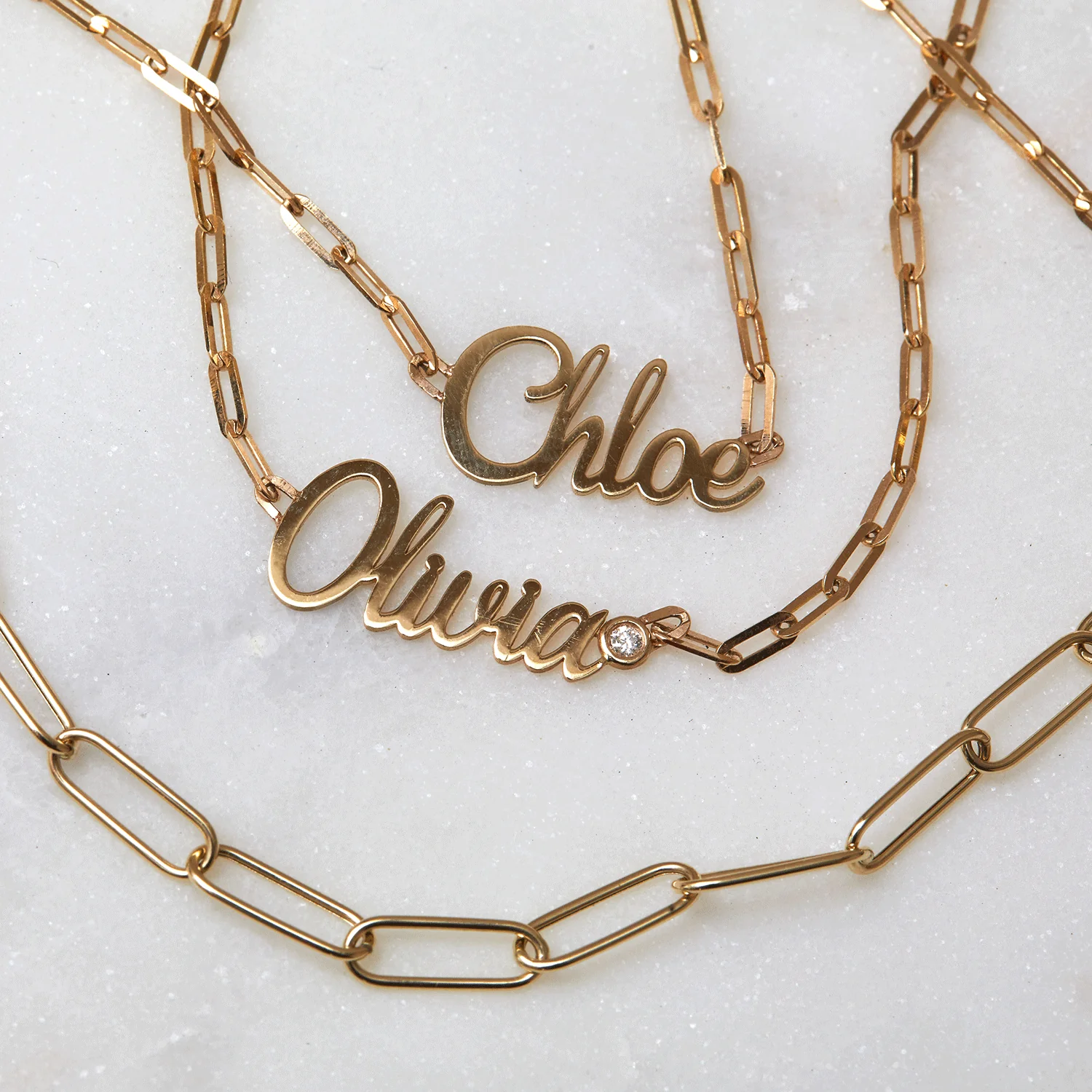 Paper Clip Script Diamond Name Necklace - Image 8