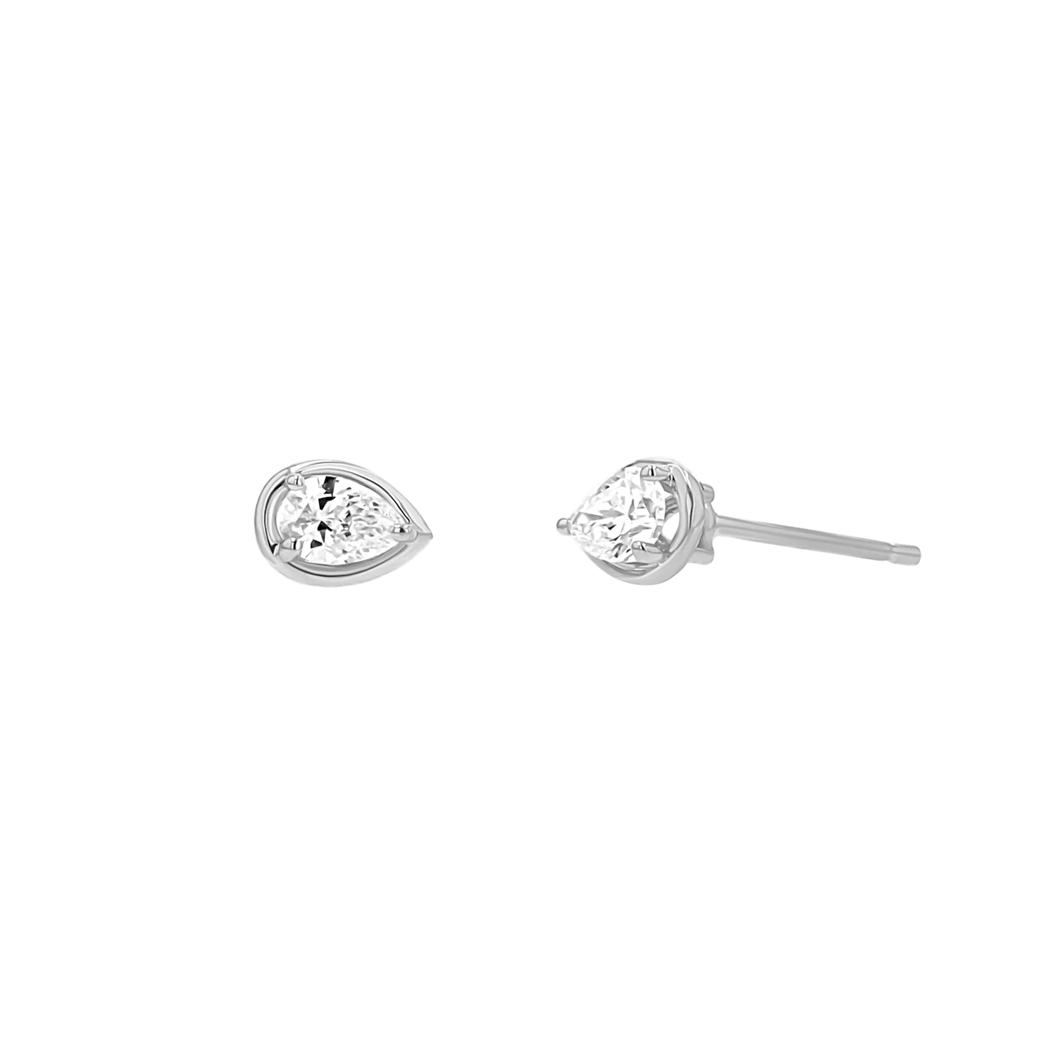 Pear Diamond Stud Earrings - Image 2
