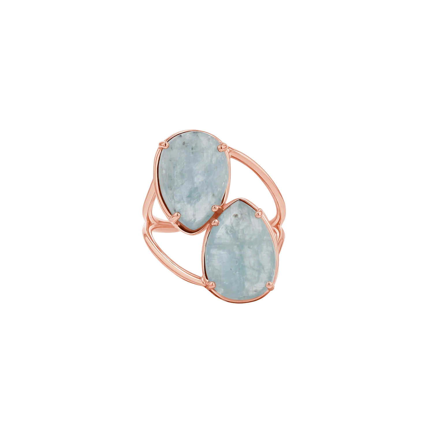 Pear Shape Aquamarine Duo Rose Cut Ring - Image 6