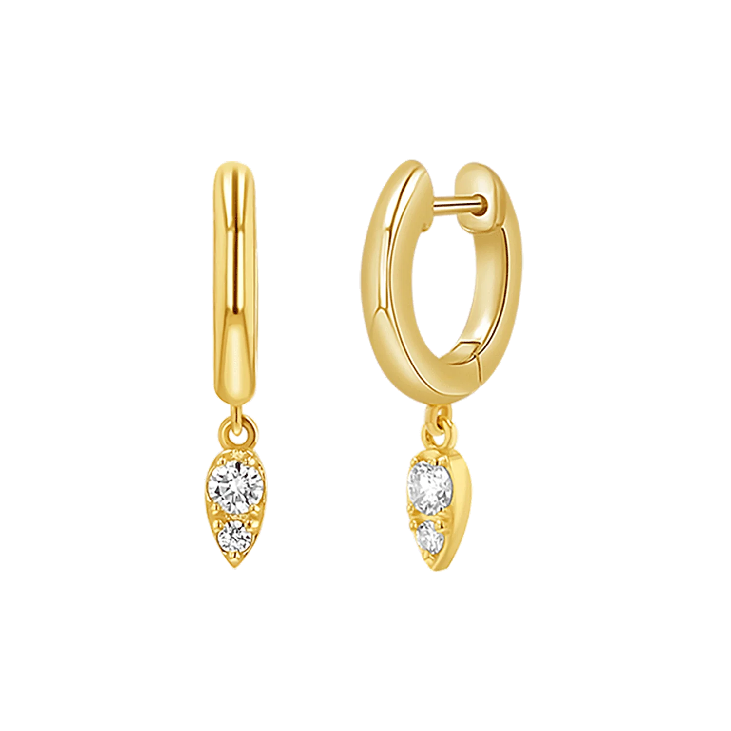Pear Shaped Diamond Charm Drop Huggies