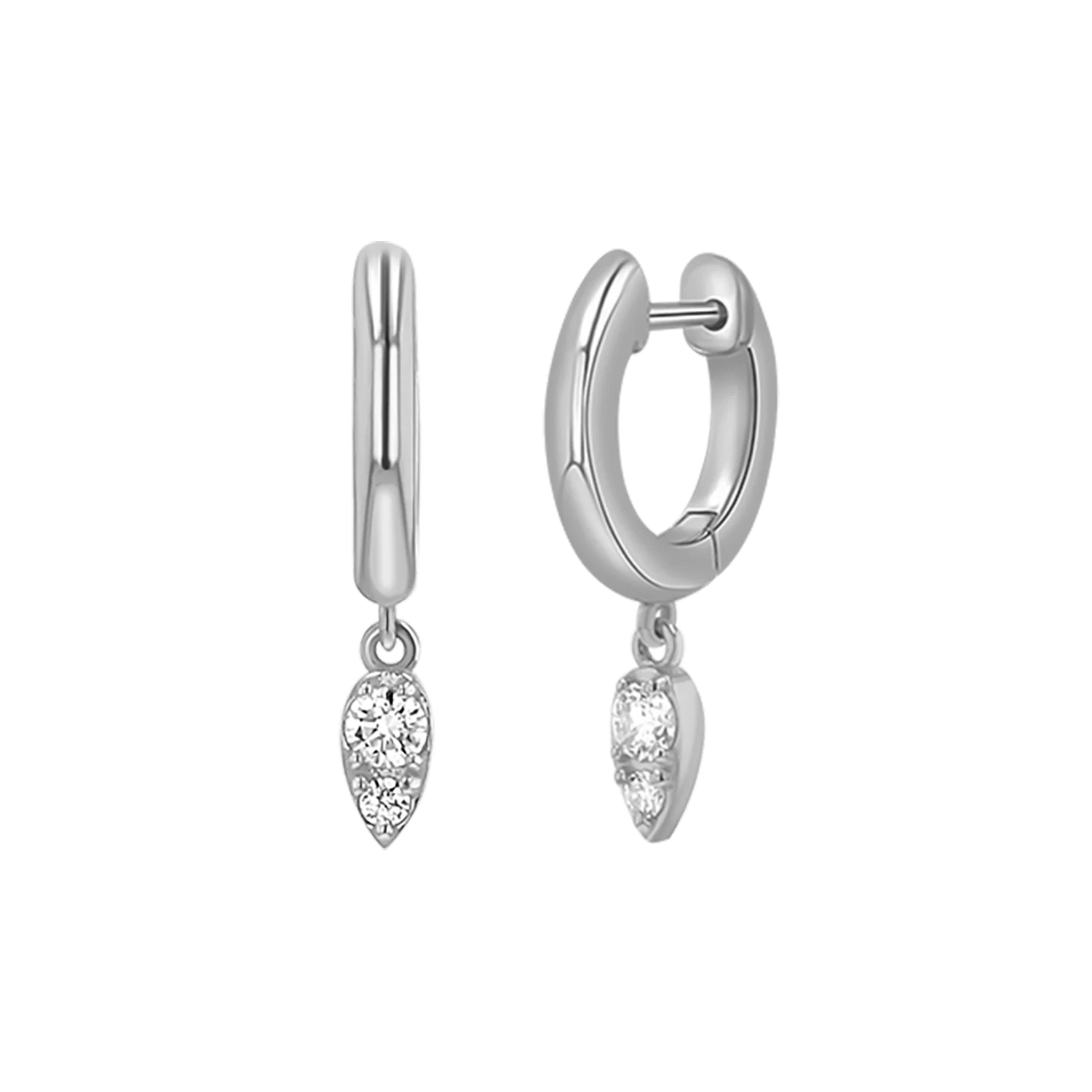Pear Shaped Diamond Charm Drop Huggies - Image 2