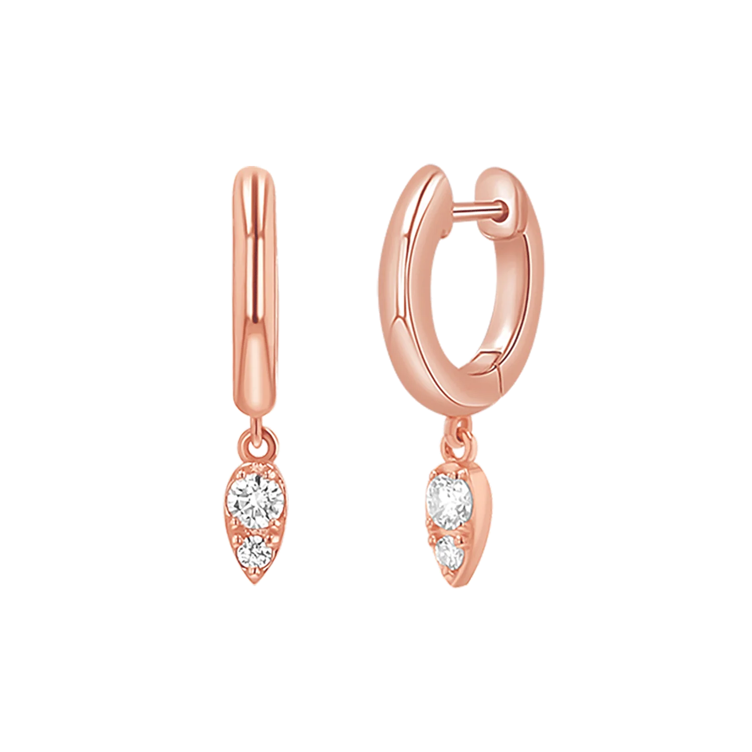 Pear Shaped Diamond Charm Drop Huggies - Image 3
