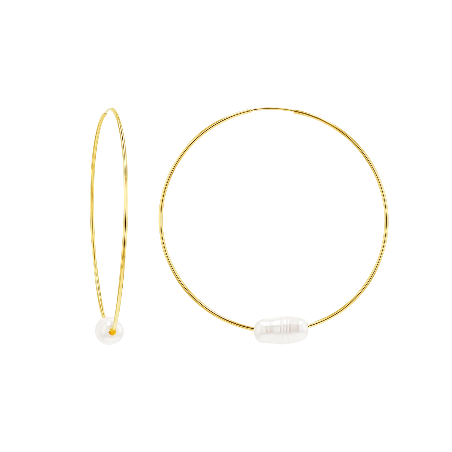 Pearl Accent Endless Hoop Earrings