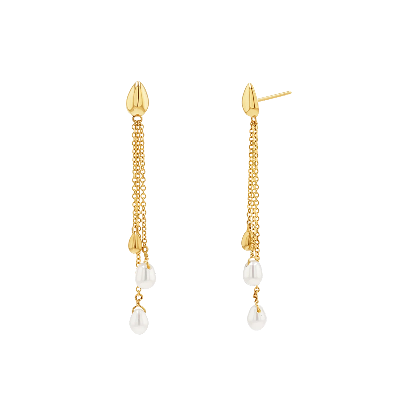 Pearl Drop Chain Earrings