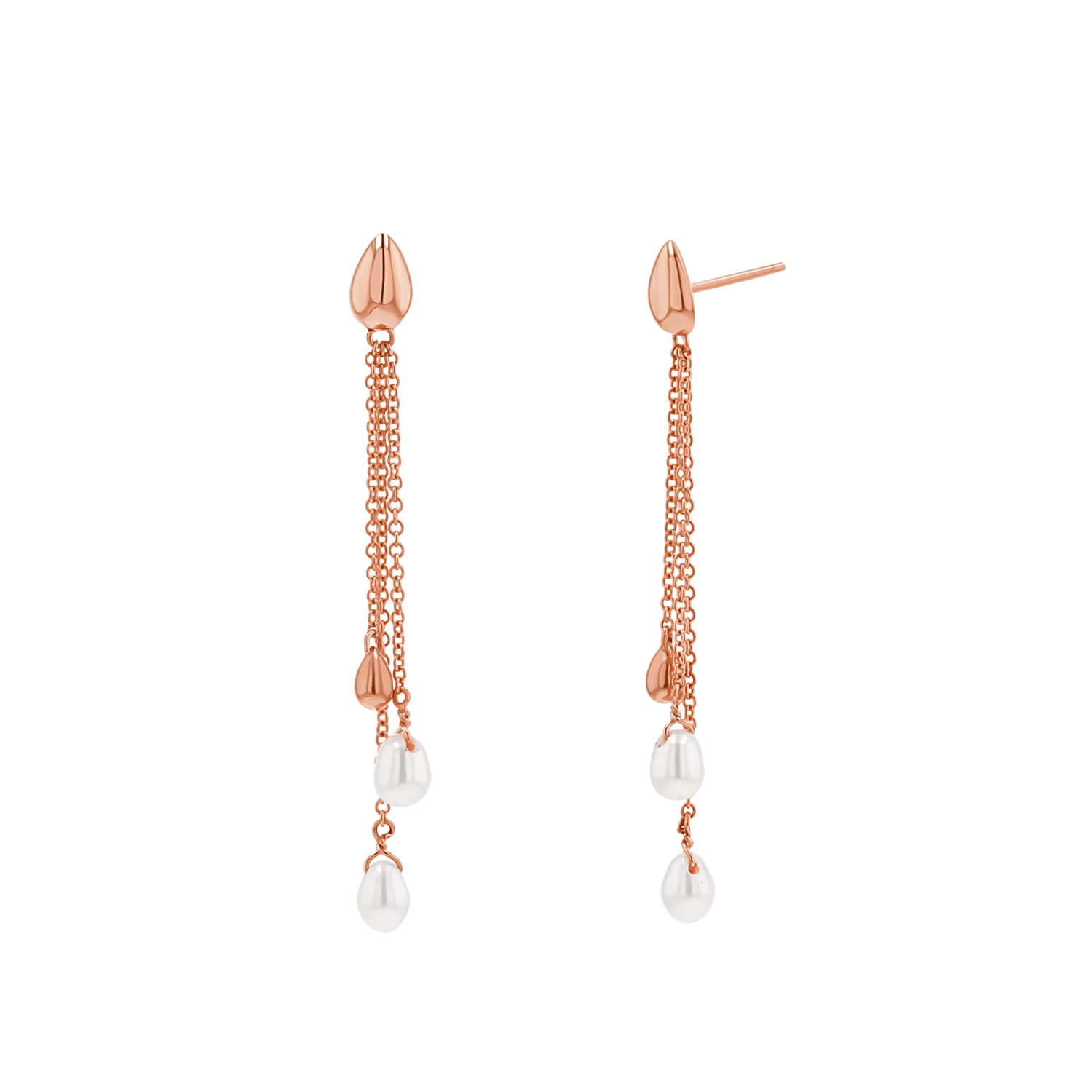 Pearl Drop Chain Earrings - Image 3