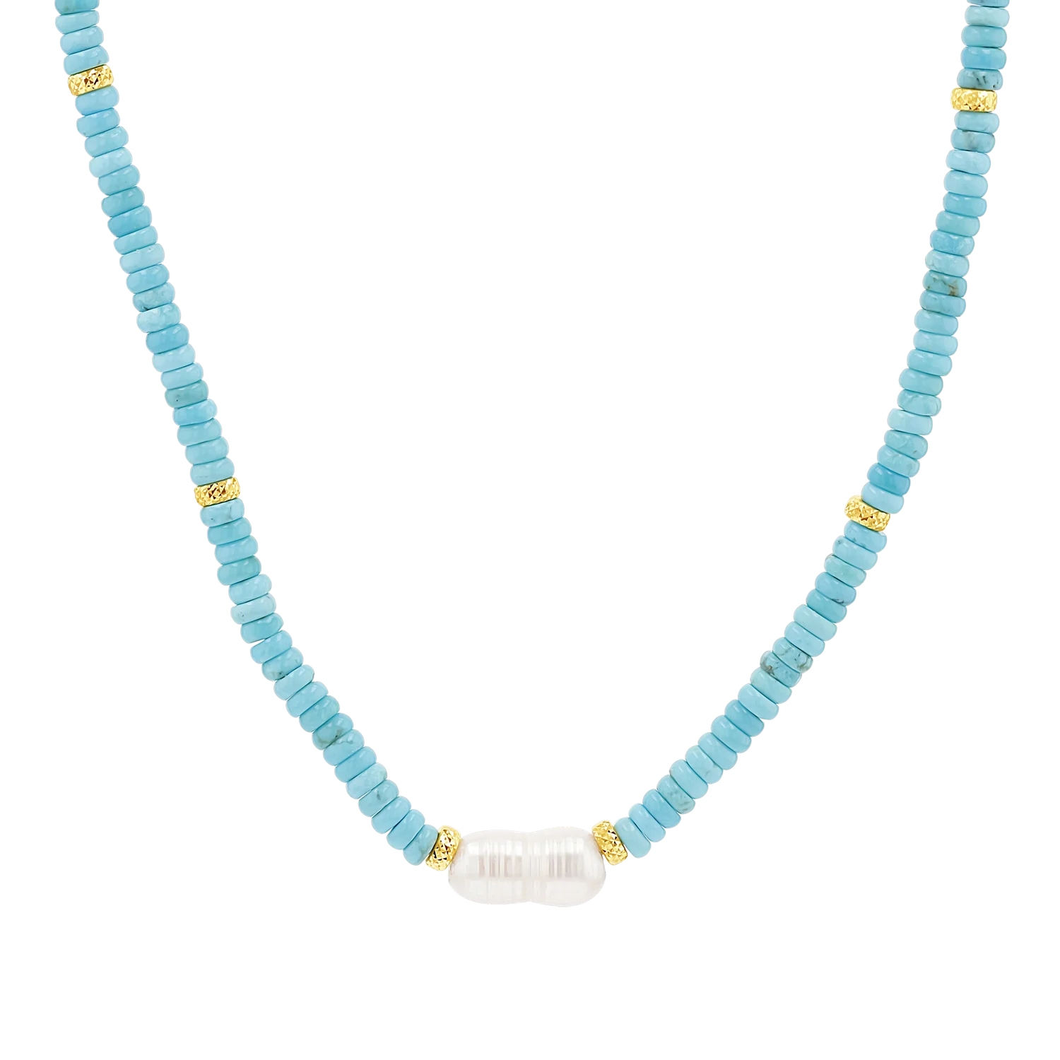 Pearl & Gold Accent Turquoise Necklace