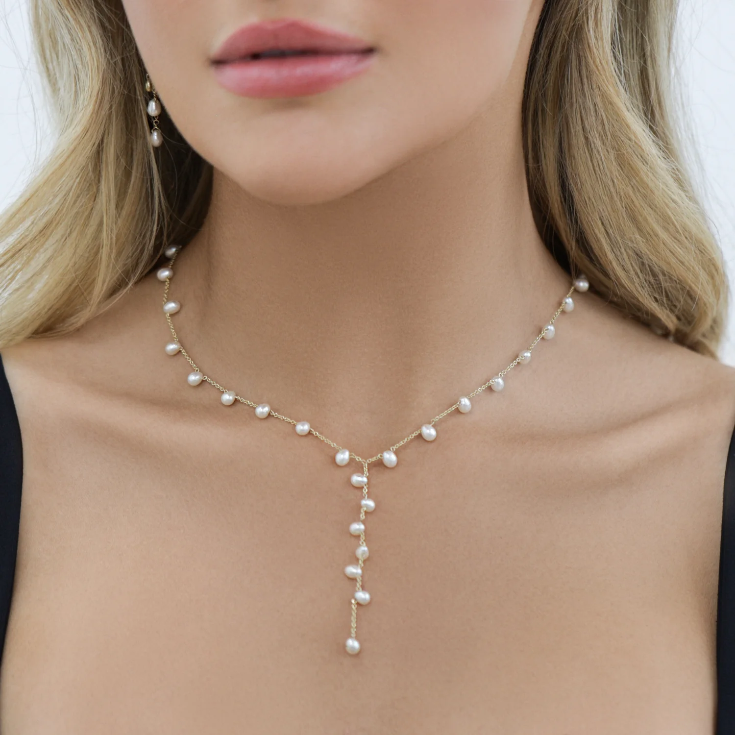 Pearl Lariat Y Chain Necklace - Image 7