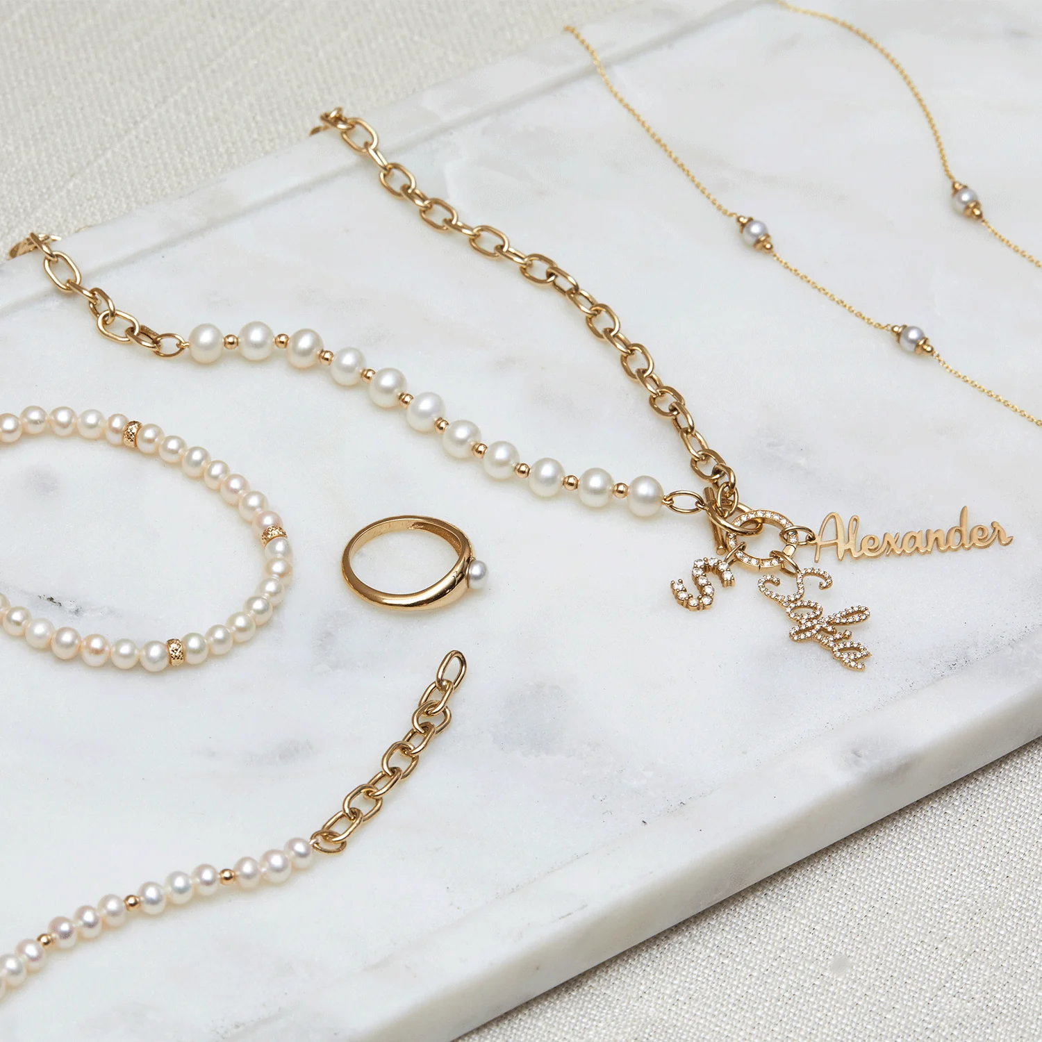 Pearl on Chain Toggle Necklace - Image 2