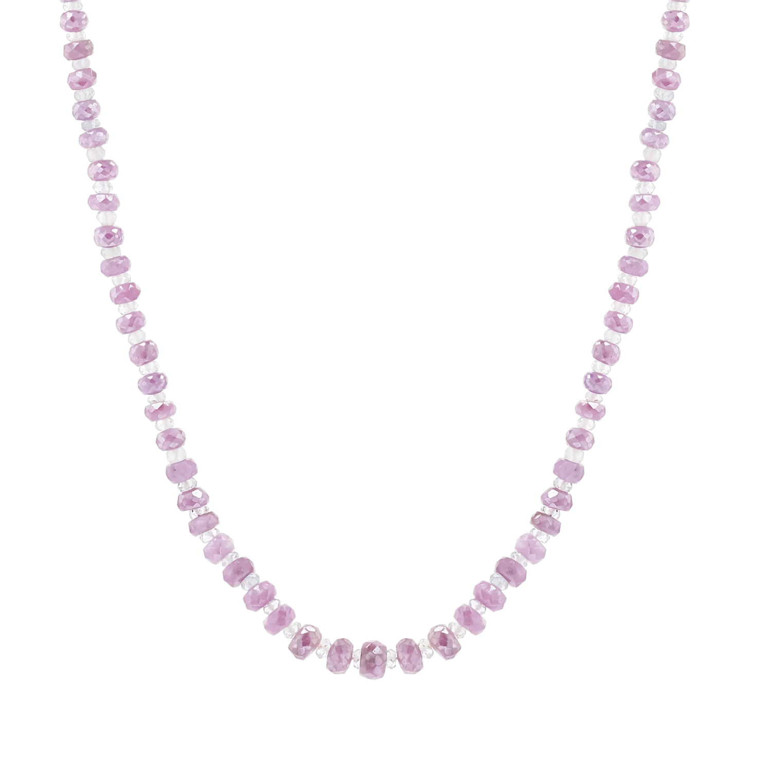 Pink Sapphire & Aquamarine Beaded Strand Necklace