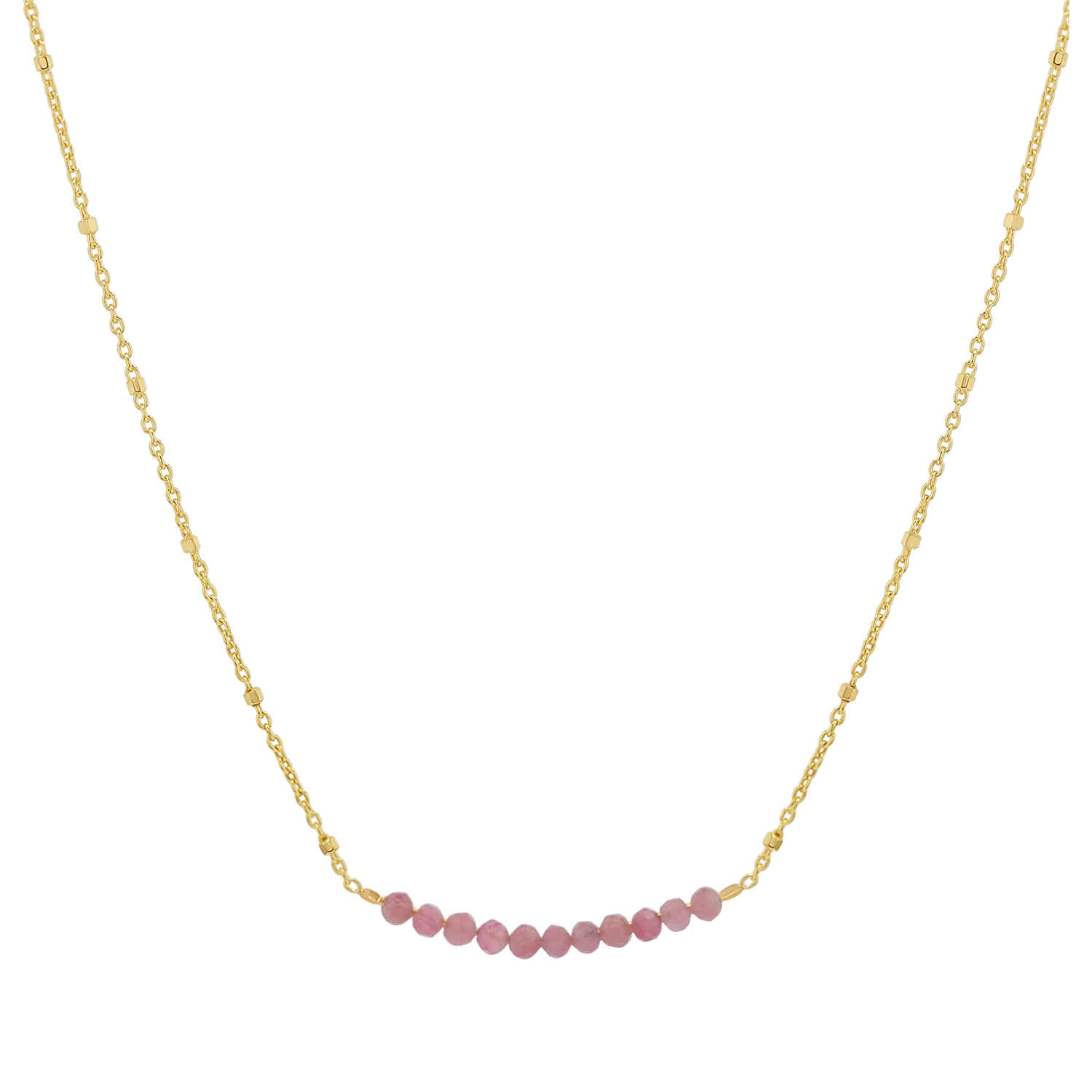 Pink Sapphire Bead Bar Necklace