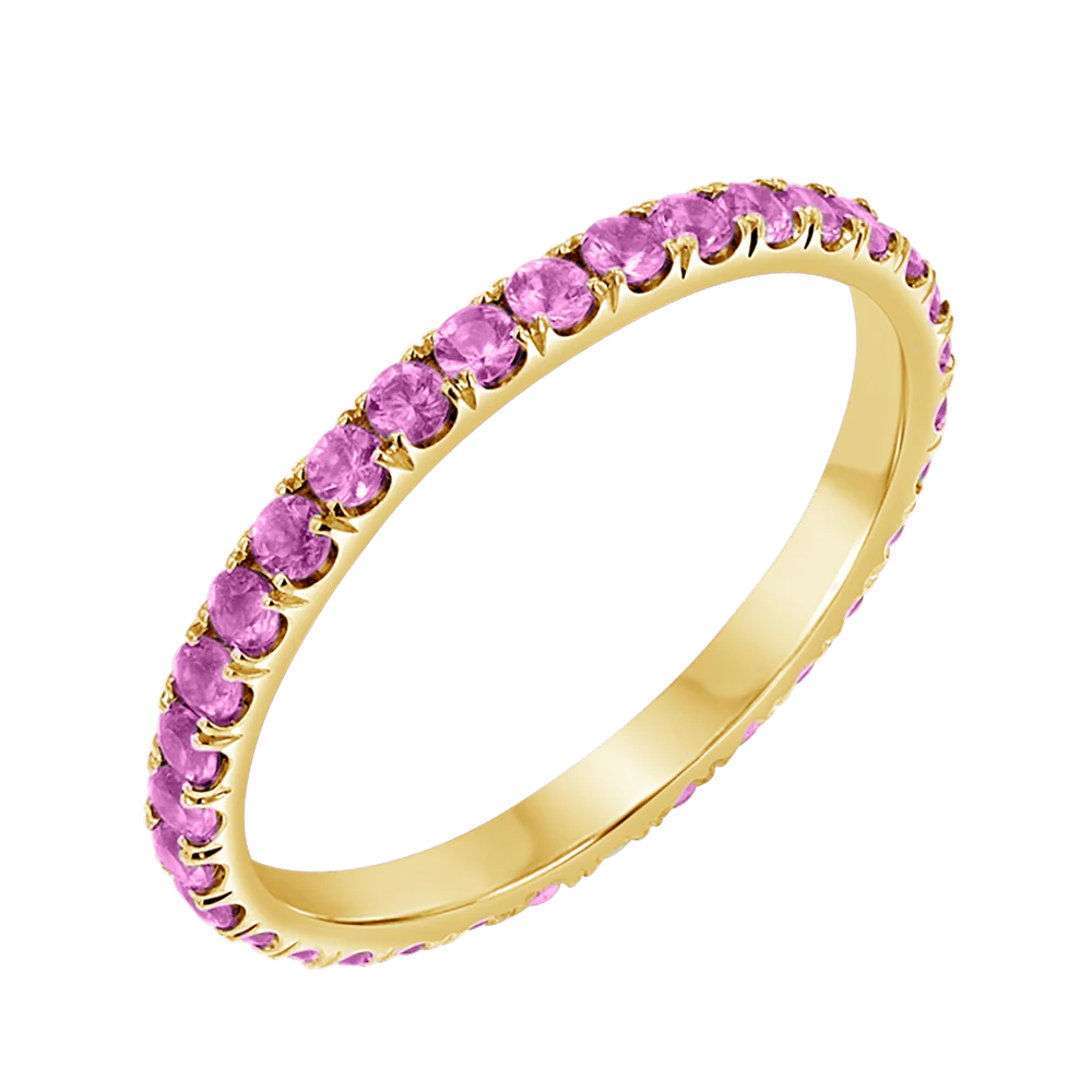 Pink Sapphire U Pave Band