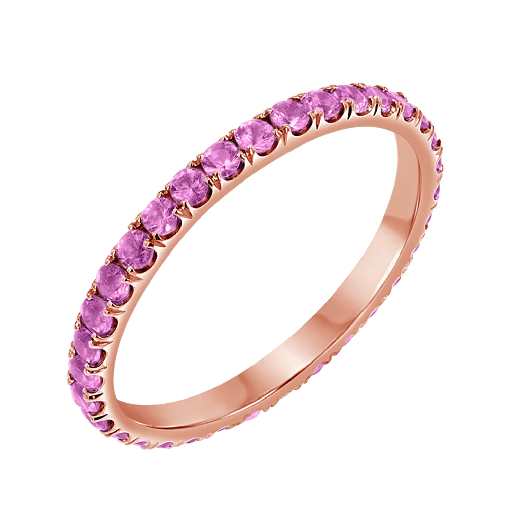 Pink Sapphire U Pave Band - Image 3