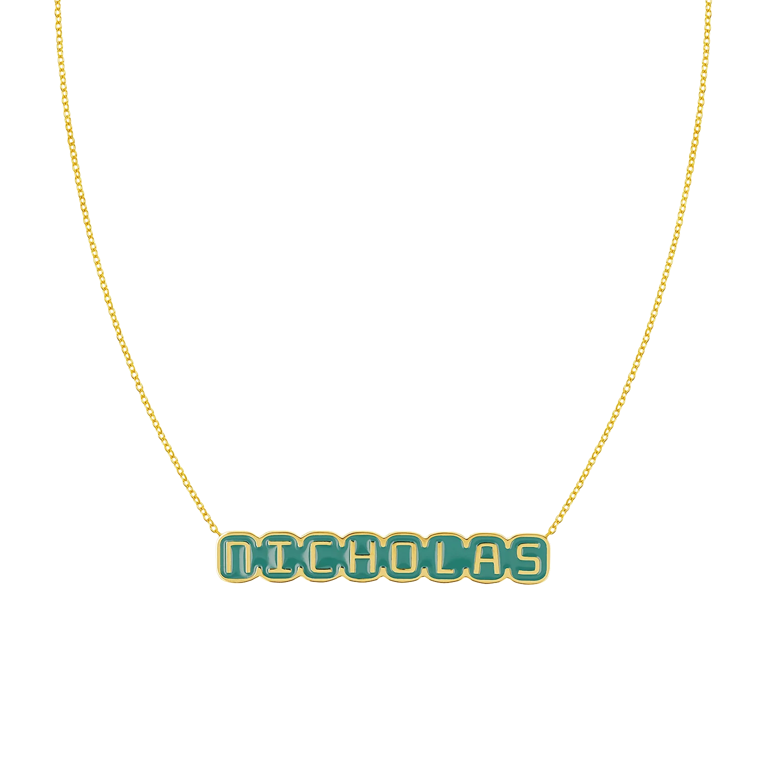 Retro Enamel Name Necklace