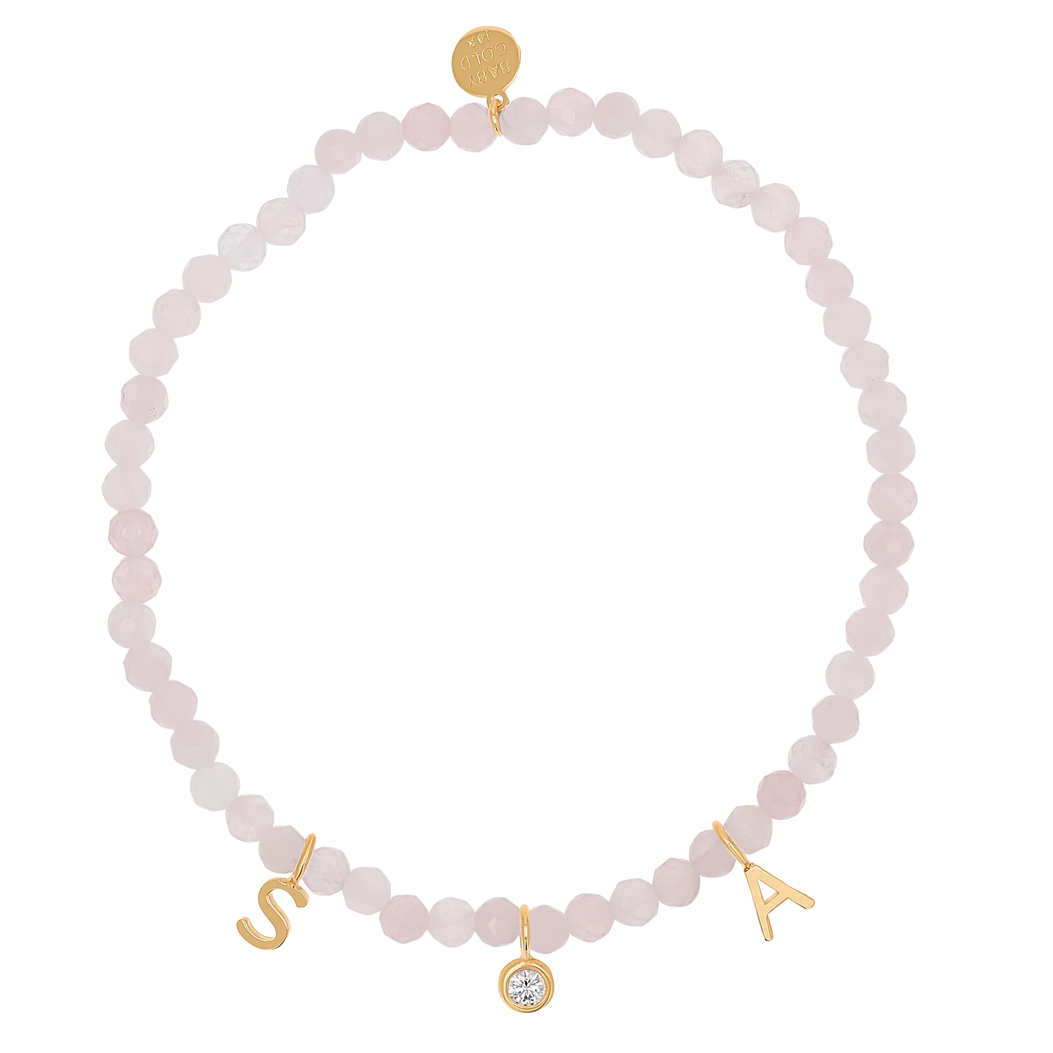 Rose Quartz & Custom Charm Bracelet