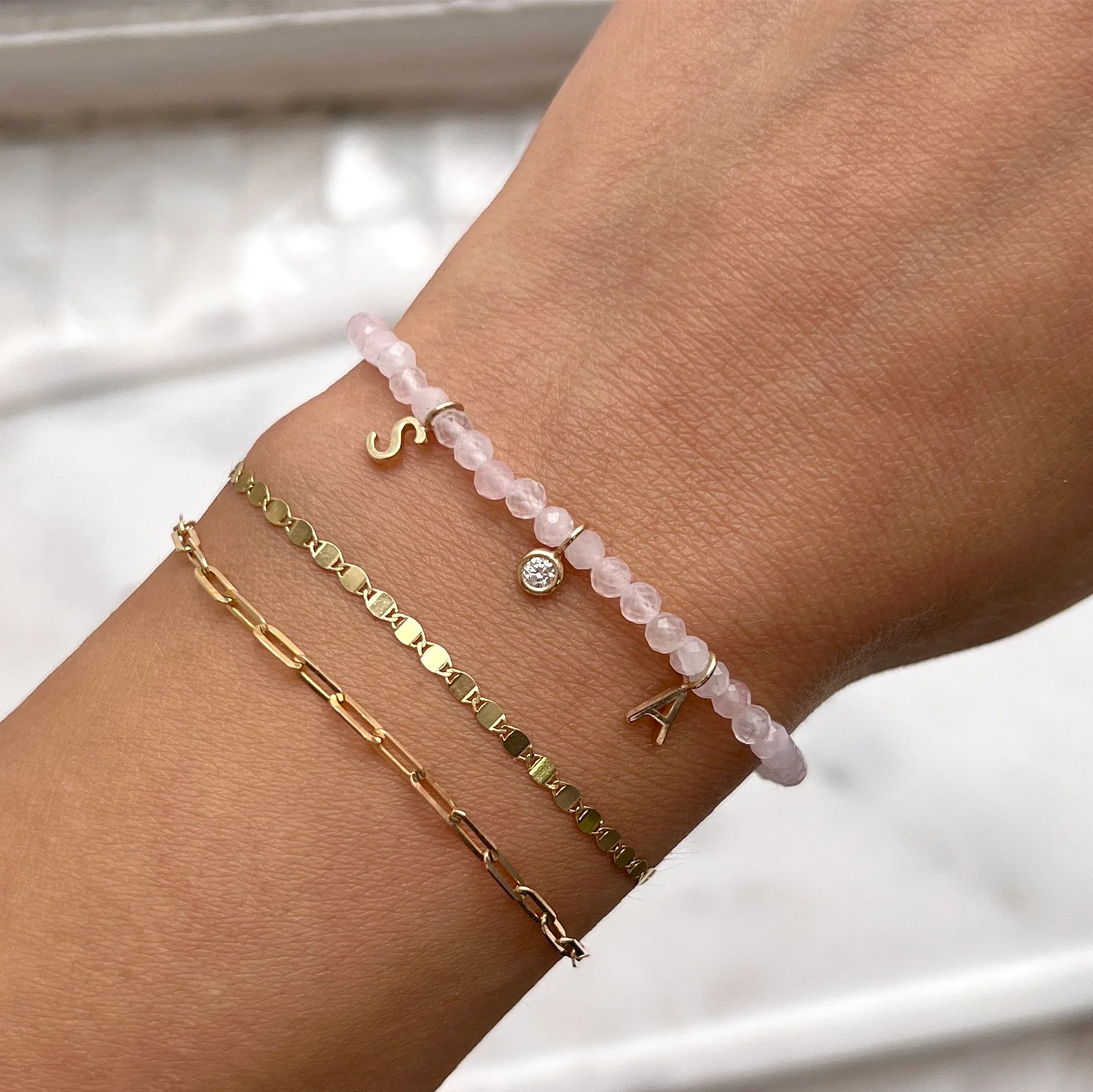 Rose Quartz & Custom Charm Bracelet - Image 4