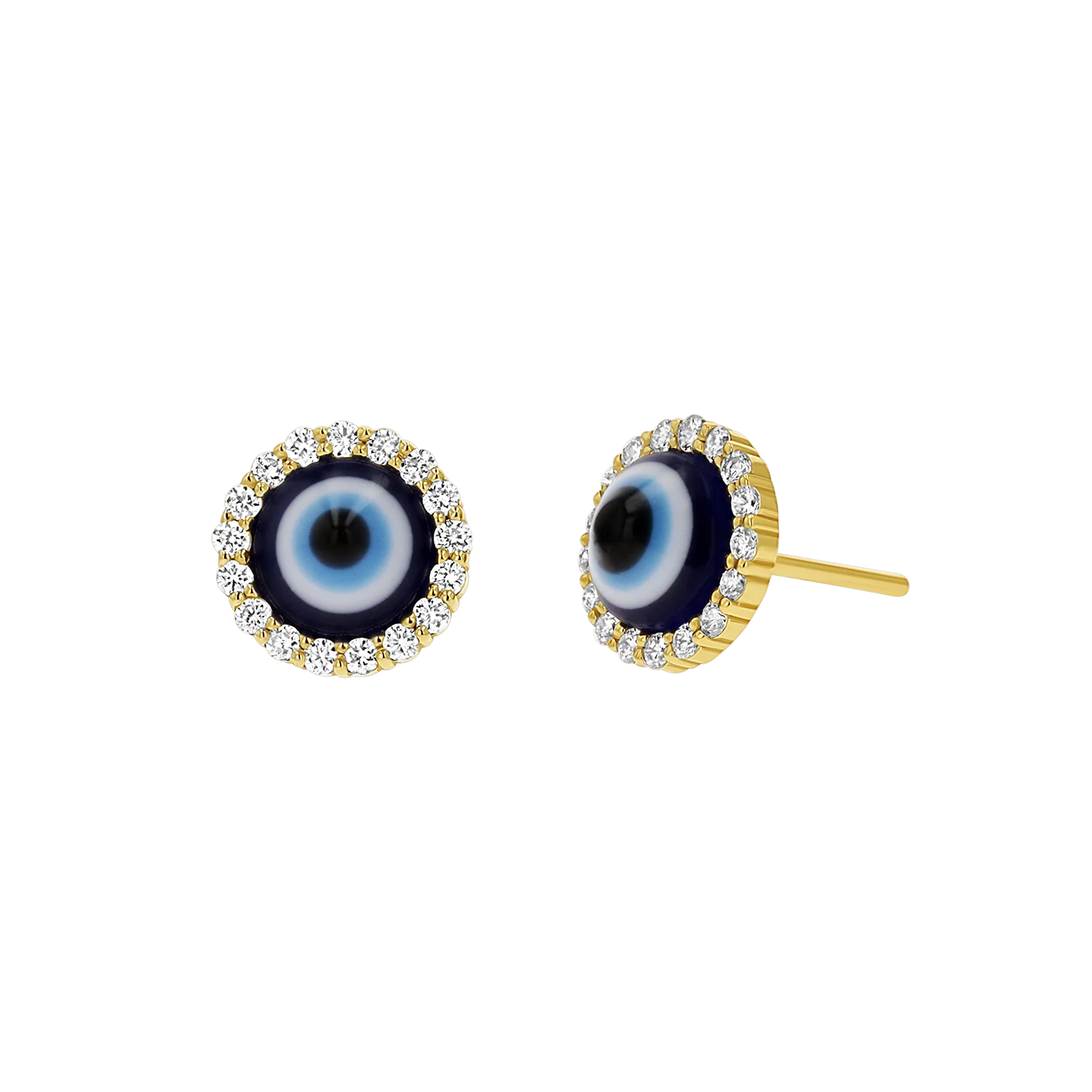 Round Diamond Evil Eye Studs