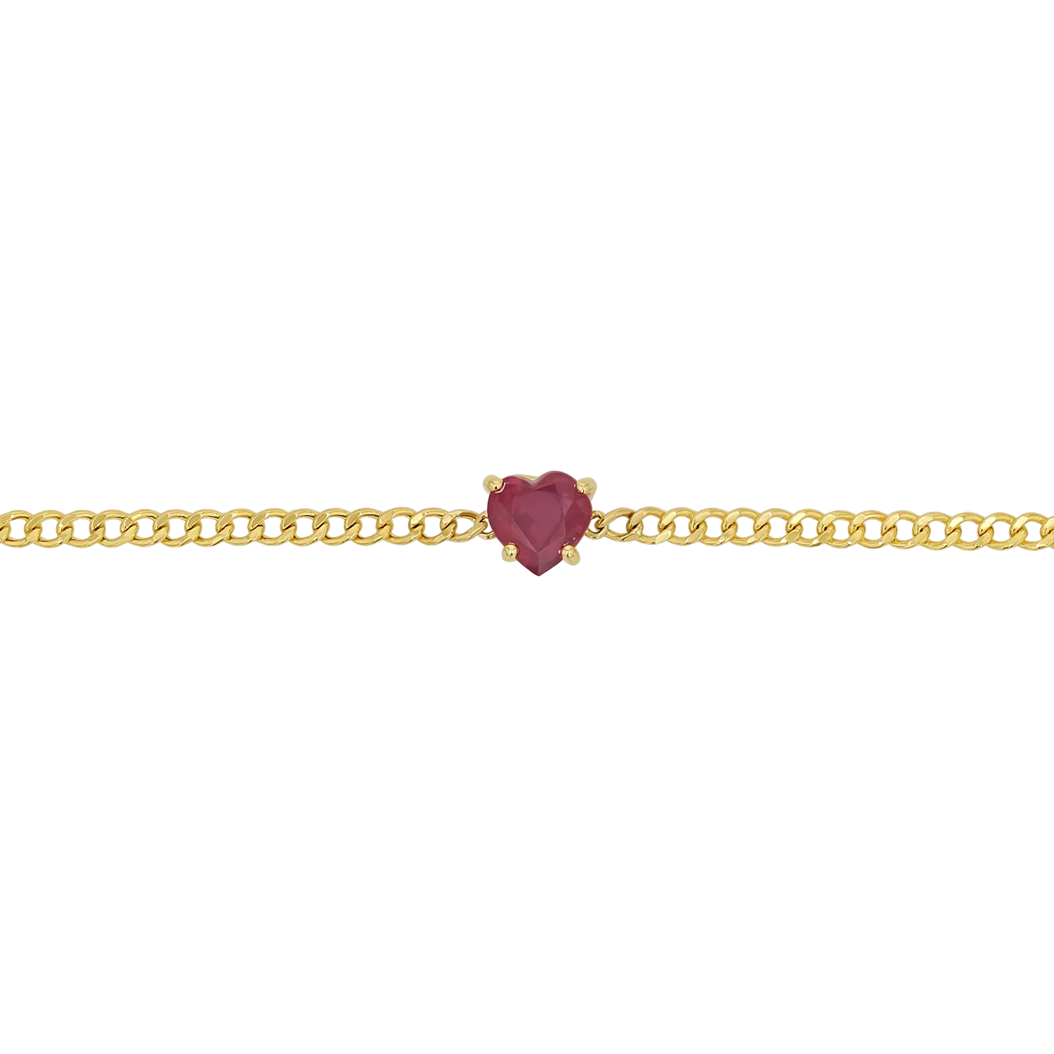 Ruby Heart Cuban Link Bracelet