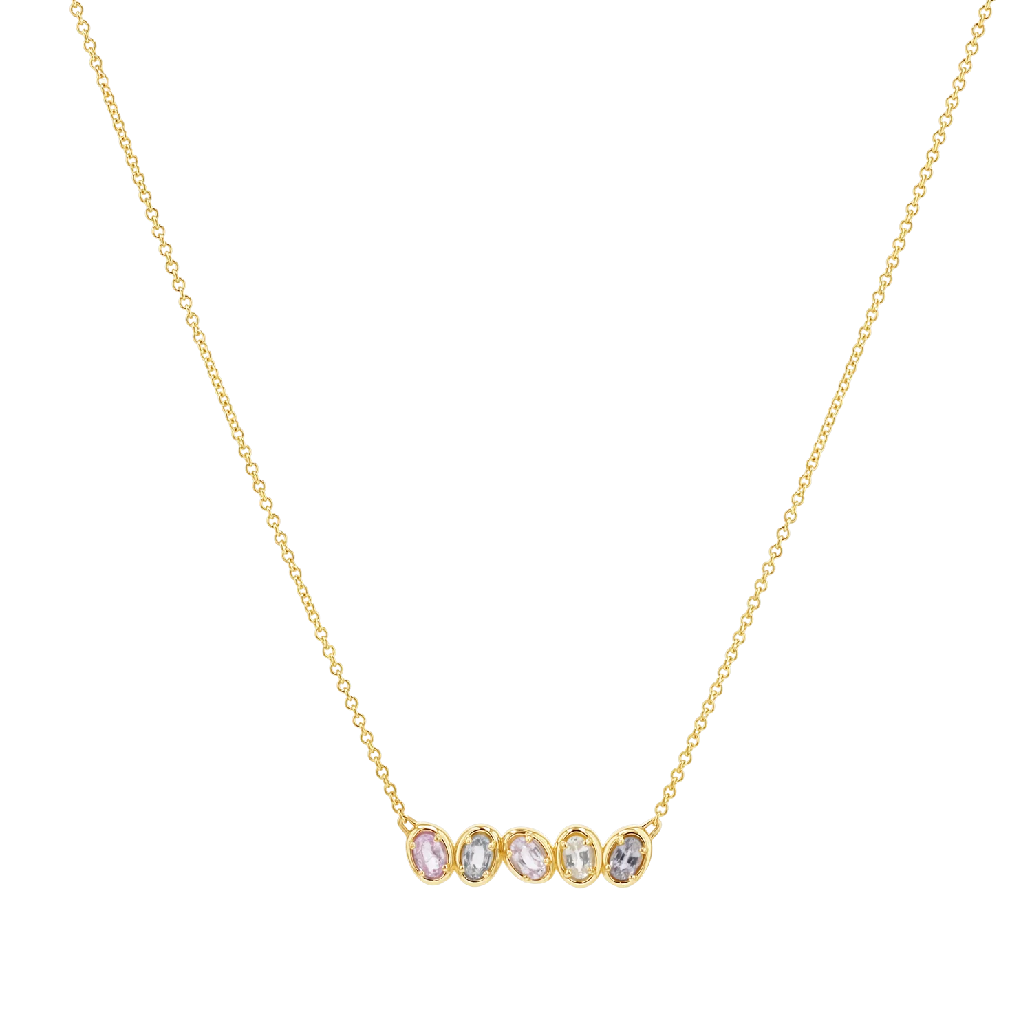 Oval Sapphire Bar Necklace