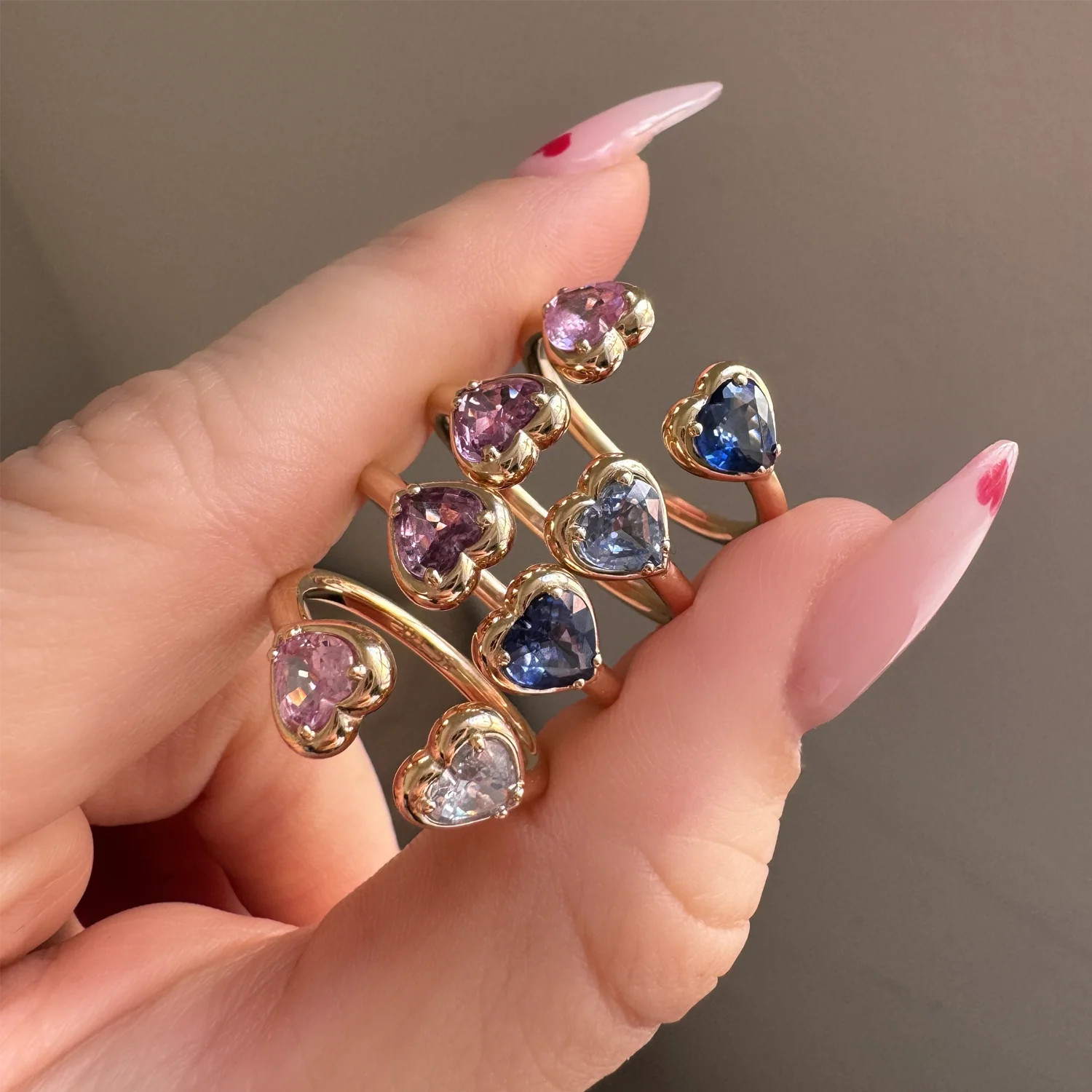 Sapphire Heart Duo Wrap Ring - Image 7