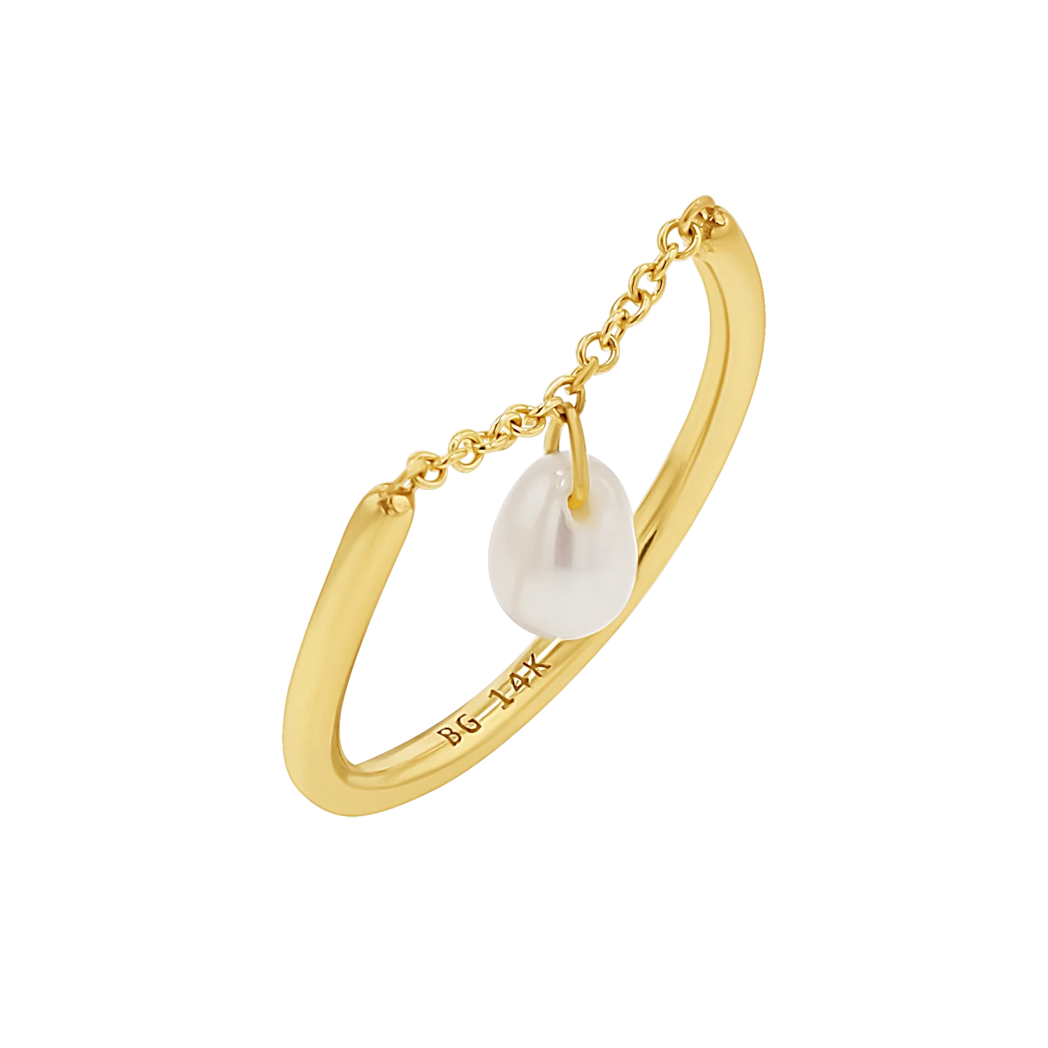 Solitaire Pearl Drop Chain Ring